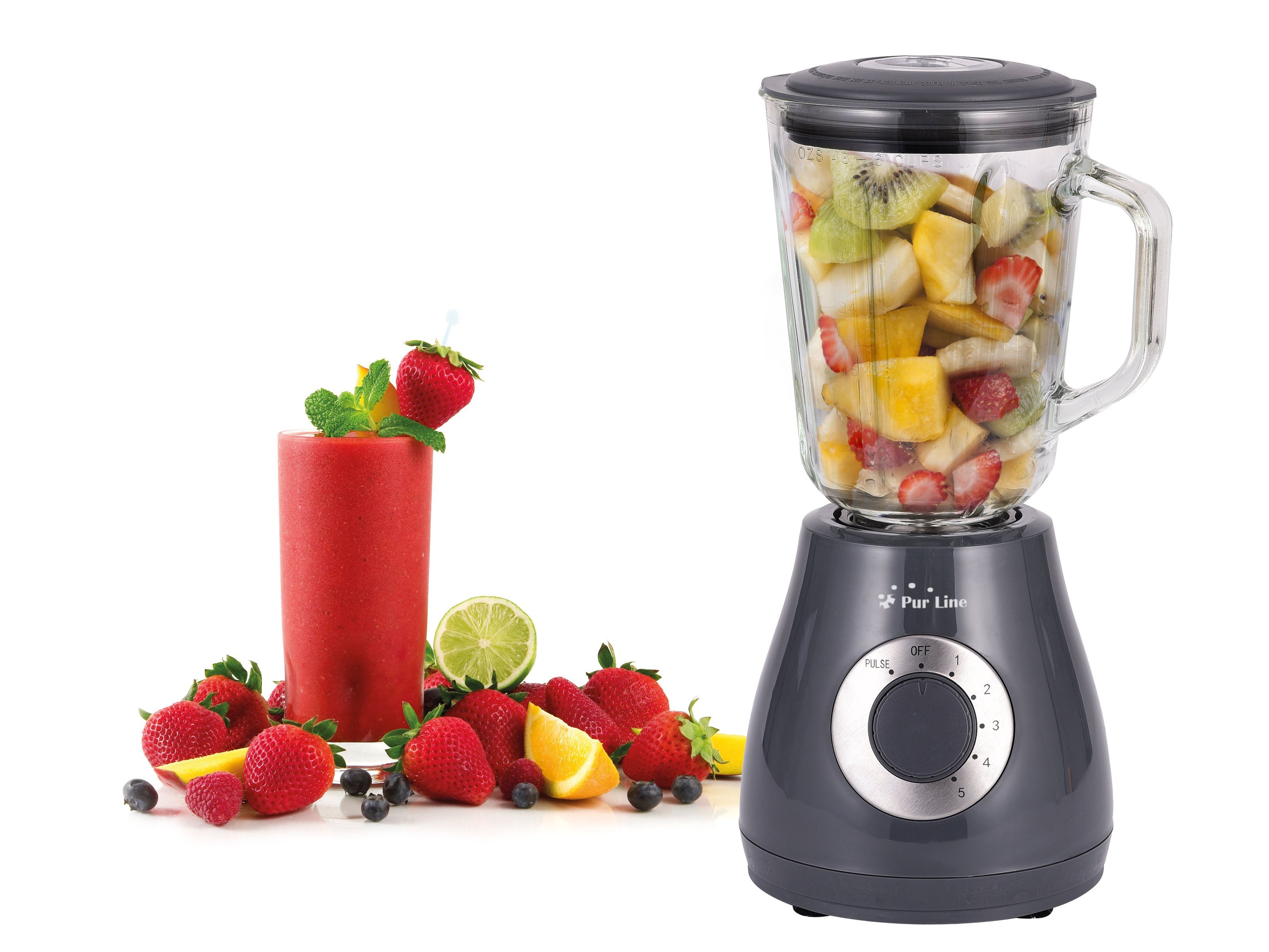Frullatore a Bicchiere 400 W con caraffa in Vetro e 5 velocità Lame in Acciaio Inox