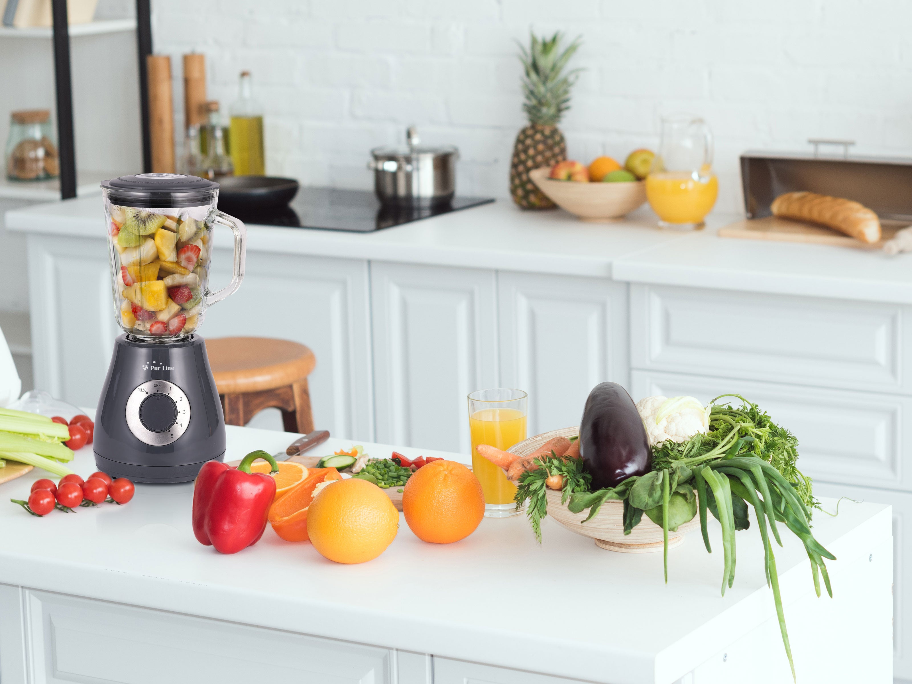 Frullatore a Bicchiere 400 W con caraffa in Vetro e 5 velocità Lame in Acciaio Inox