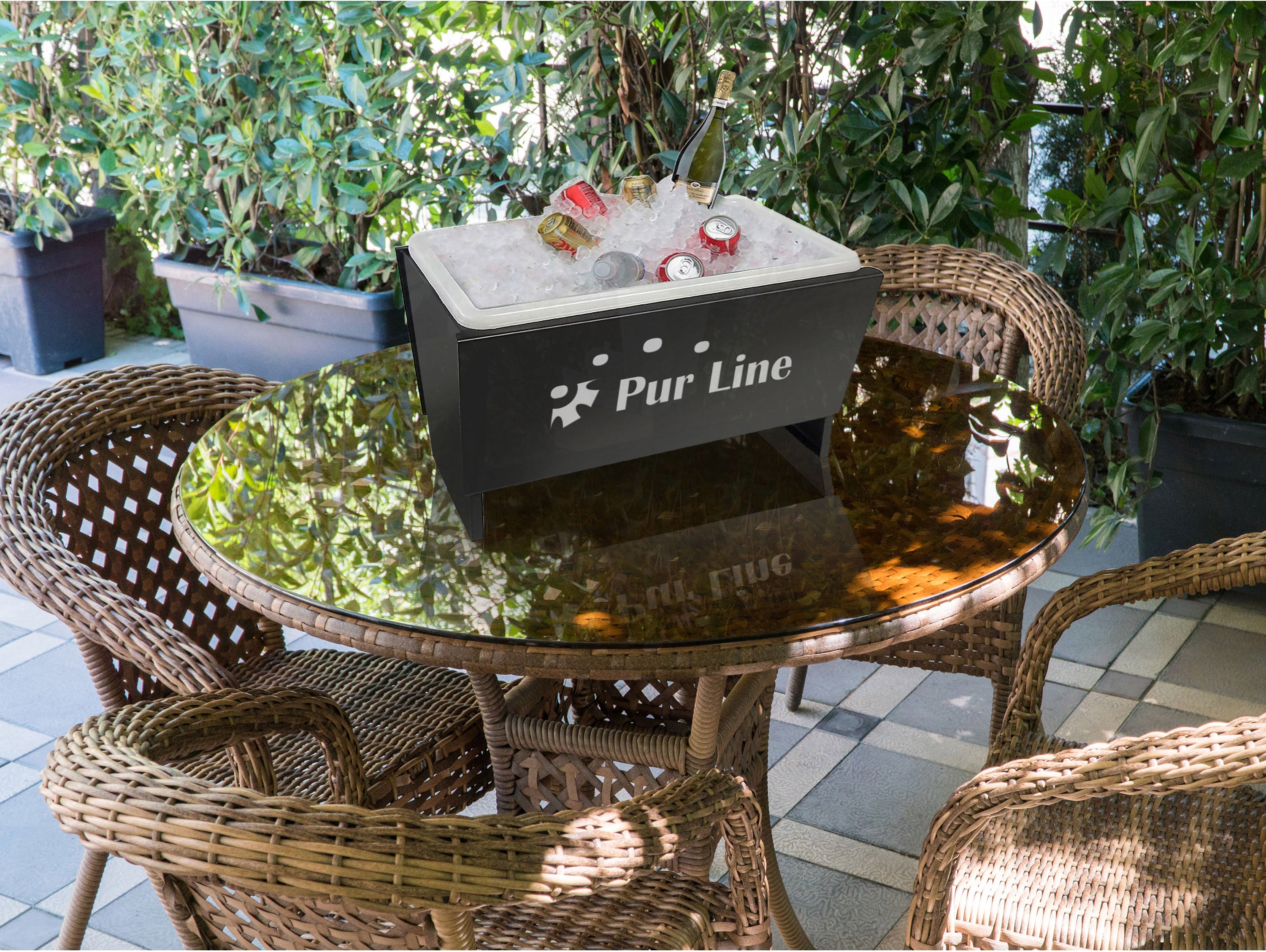 Braciere da Esterno in acciaio nero 2 in 1 con refrigeratore