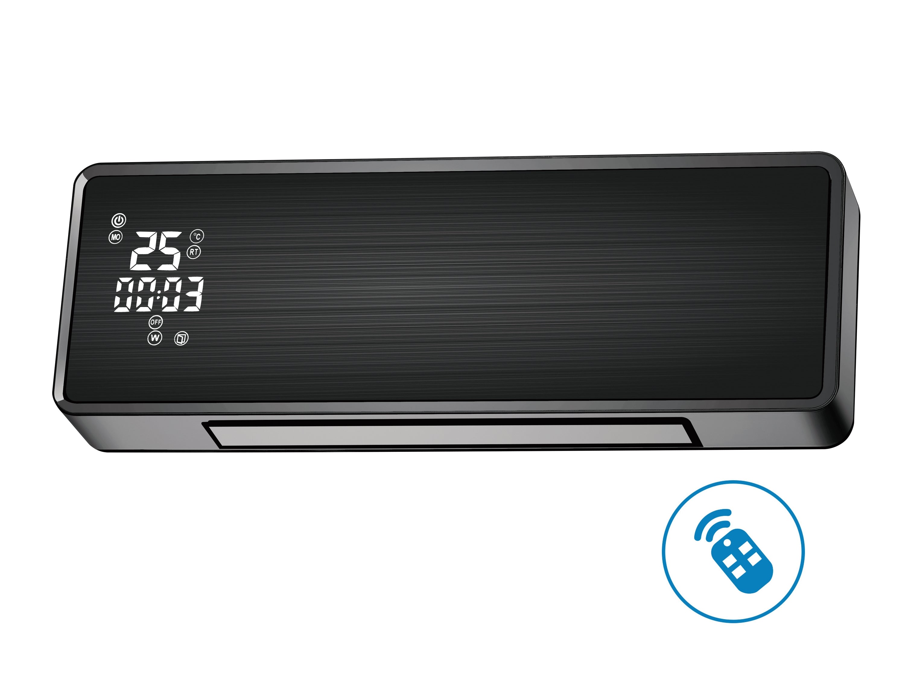 Riscaldatore split a parete 2000 W con frontale in vetro nero con controllo WIFI