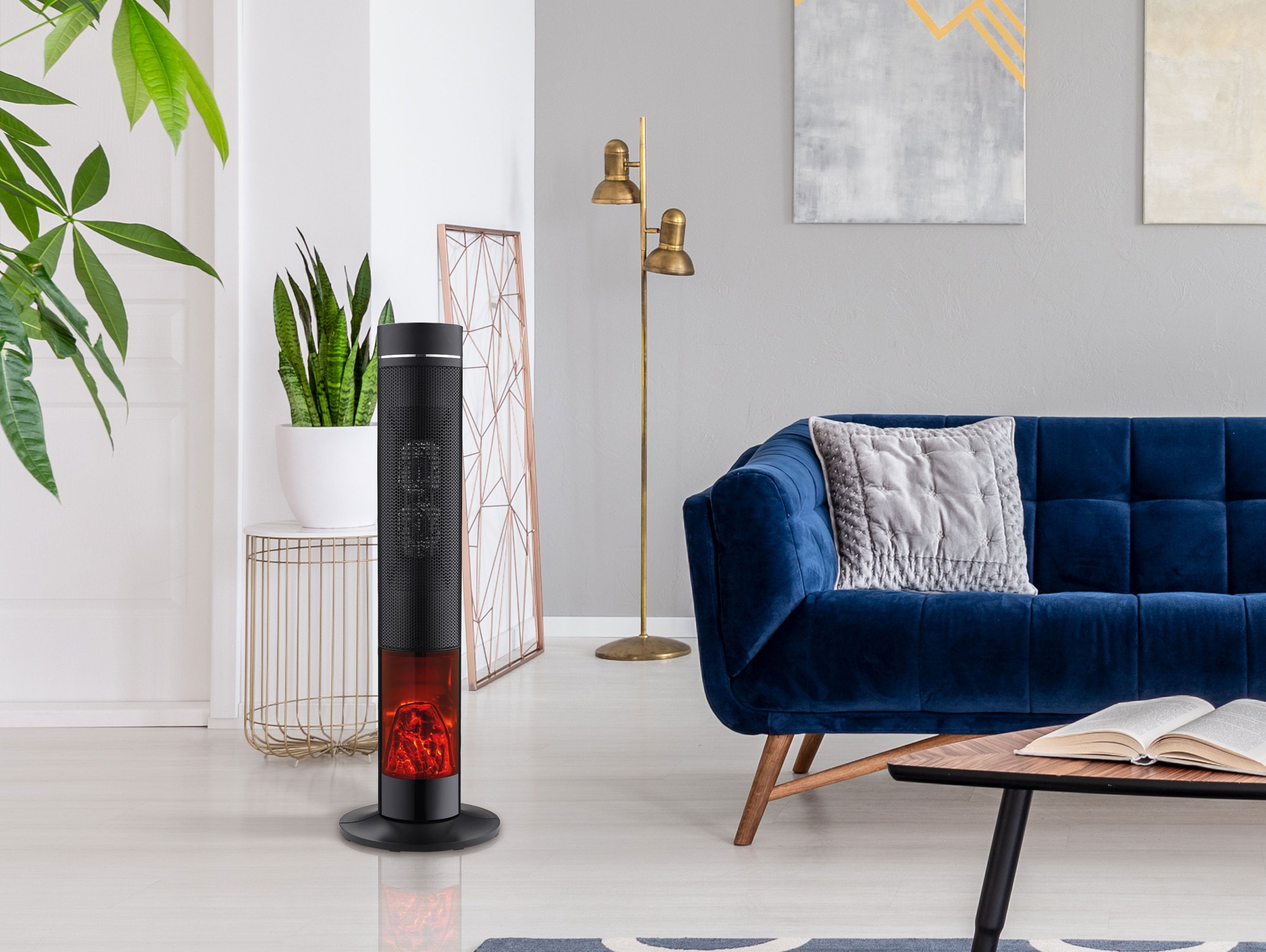Riscaldatore a torre 2kW con effetto fuoco visivo