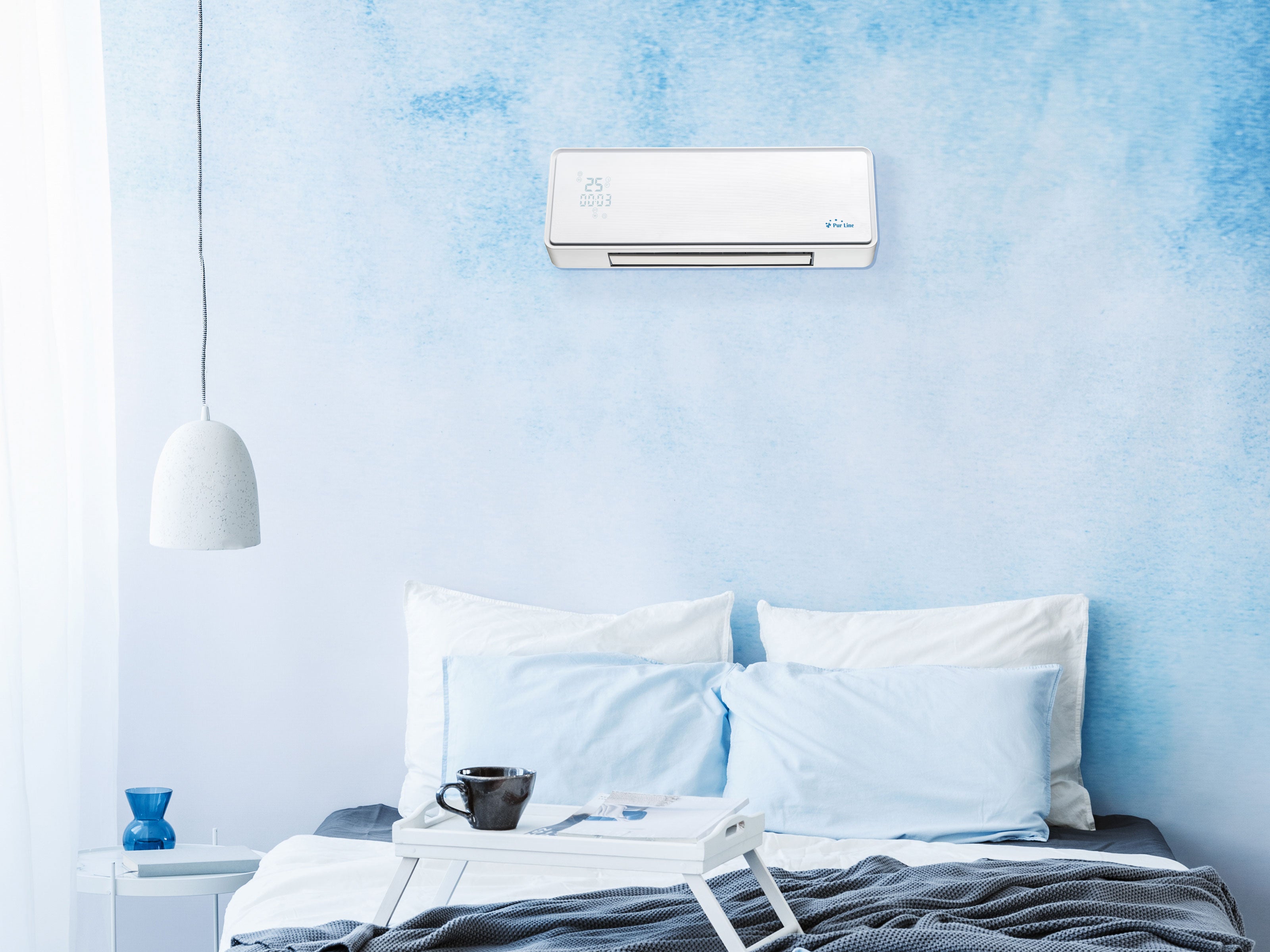 Stufa a parete in ceramica 2000 W frontale in vetro argento telecomando e timer