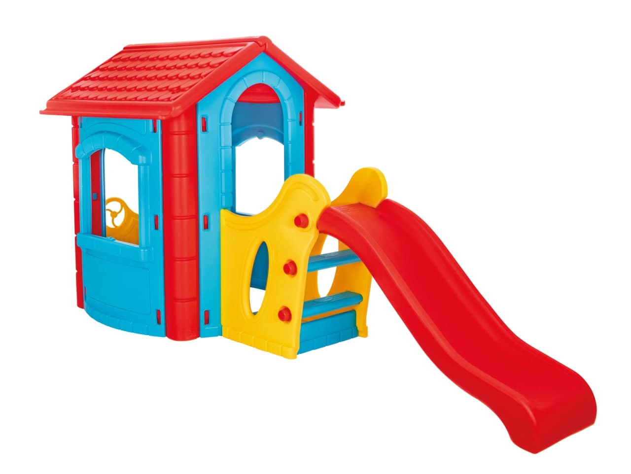 Casetta di plastica con scivolo HAPPY HOUSE WITH SLIDE