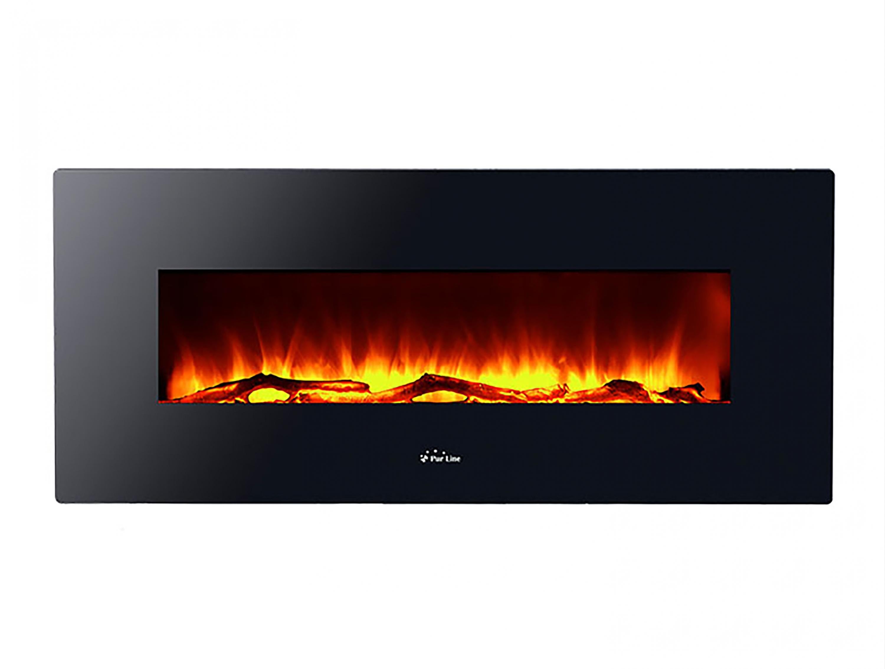 Caminetto elettrico panoramico in vetro temperato nero