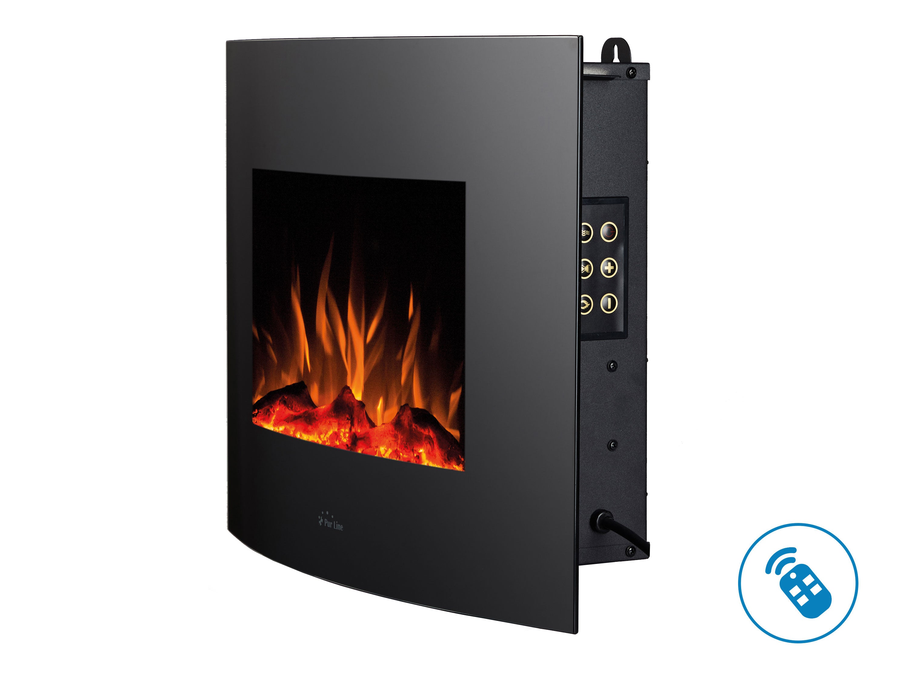 Caminetto elettrico da parete o da pavimento 2000W con panello frontale curvo