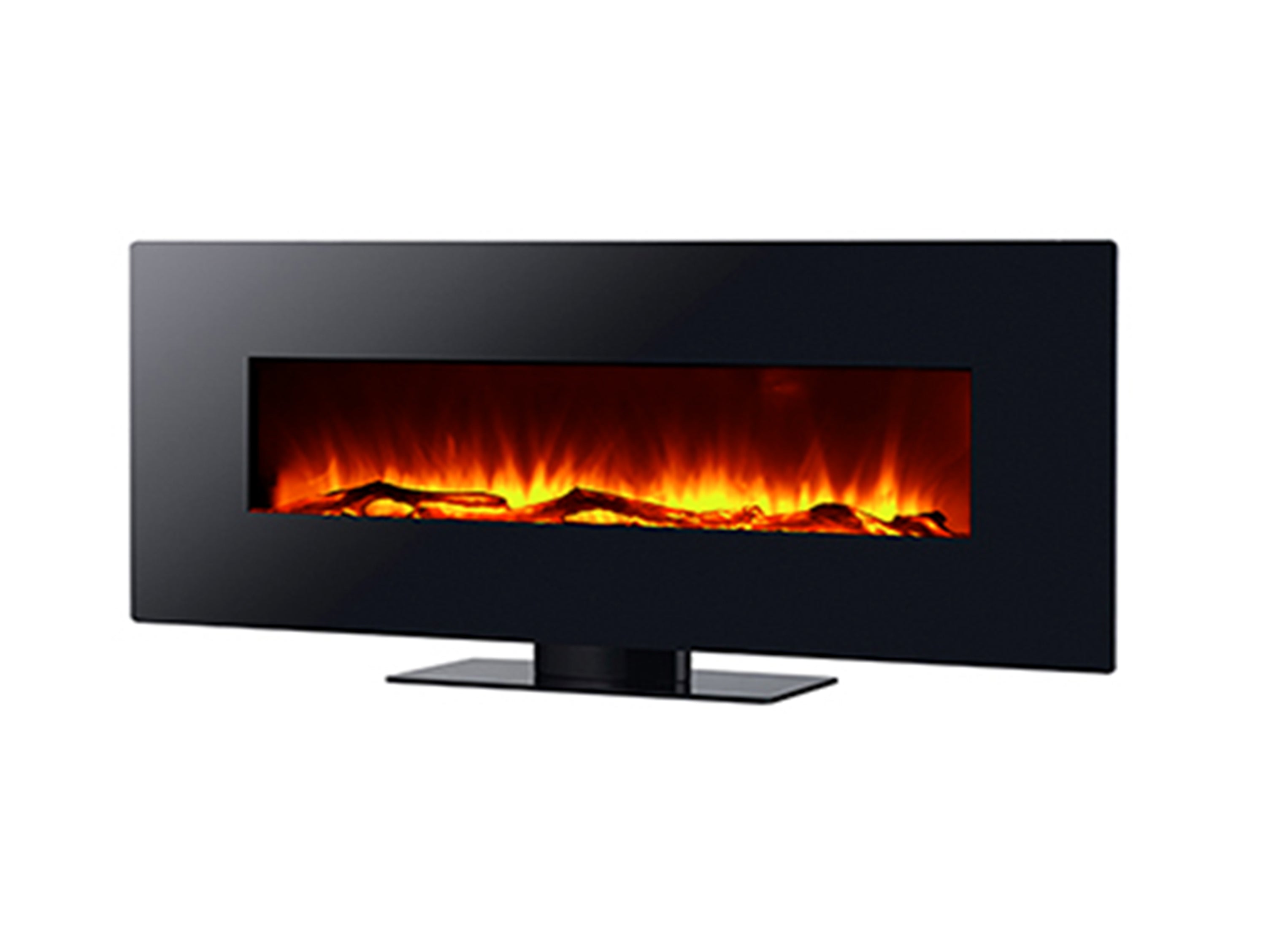 Caminetto elettrico panoramico in vetro temperato nero