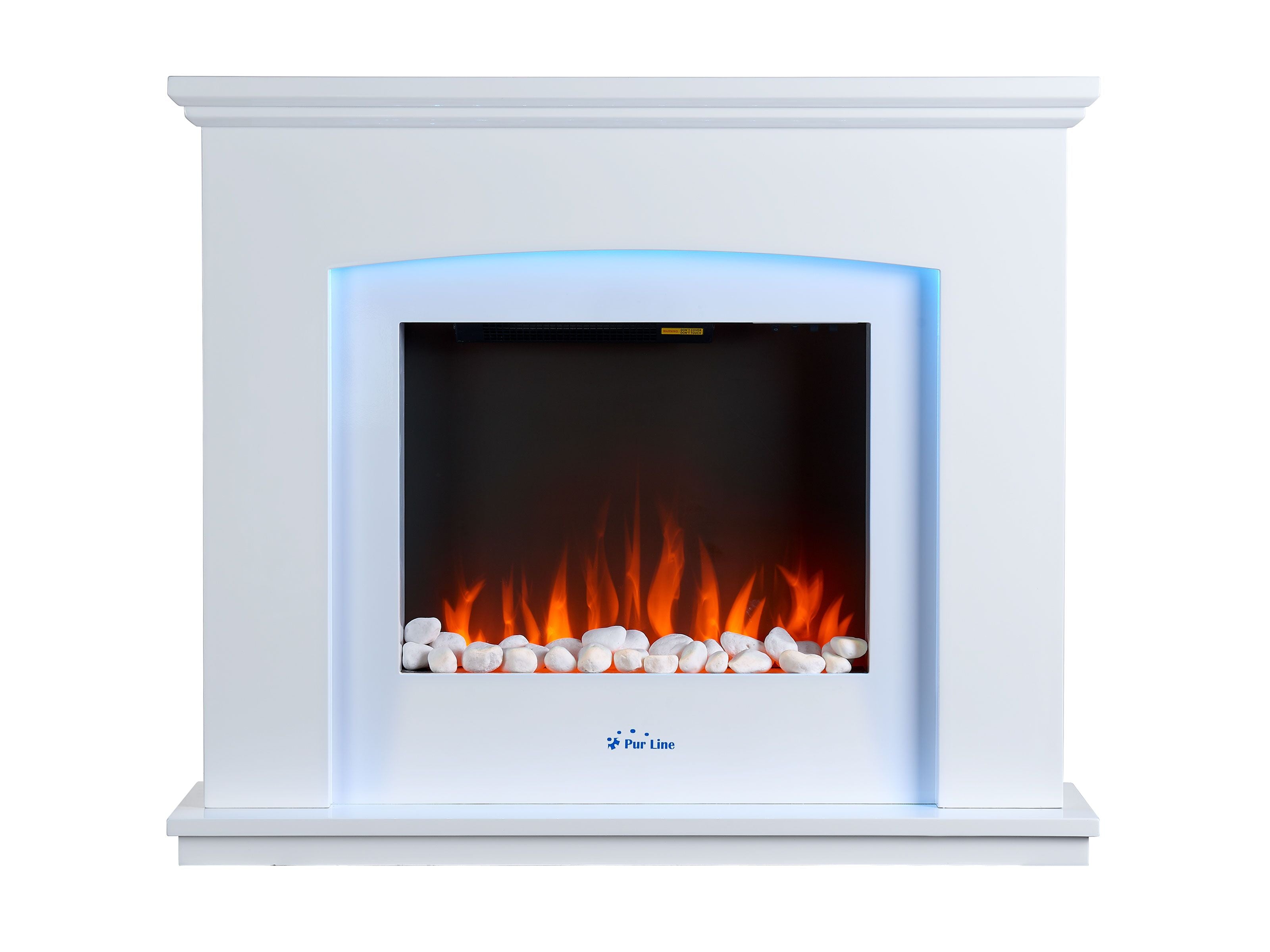 Caminetto elettrico a parete 2kW in acciaio laccato bianco con LED e telecomando