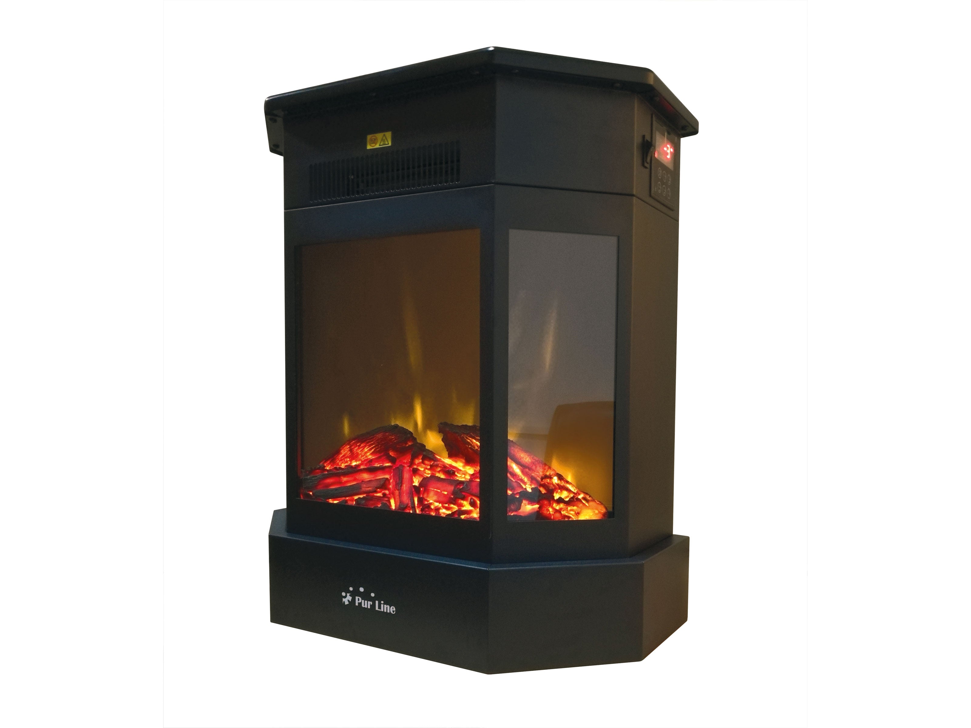 Caminetto elettrico 2kW in acciaio nero con telecomando