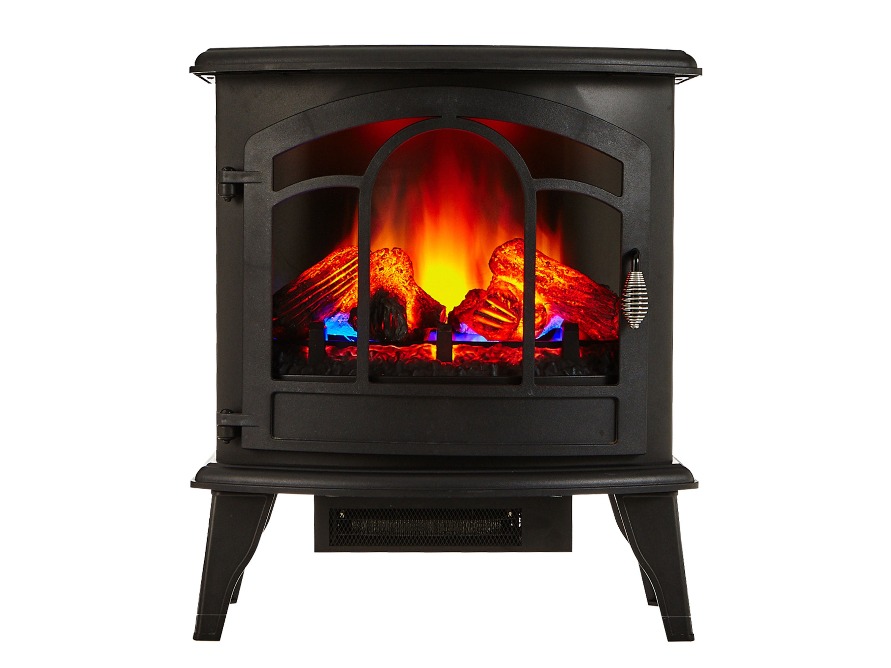 Caminetto elettrico 2kW in acciaio nero con telecomando