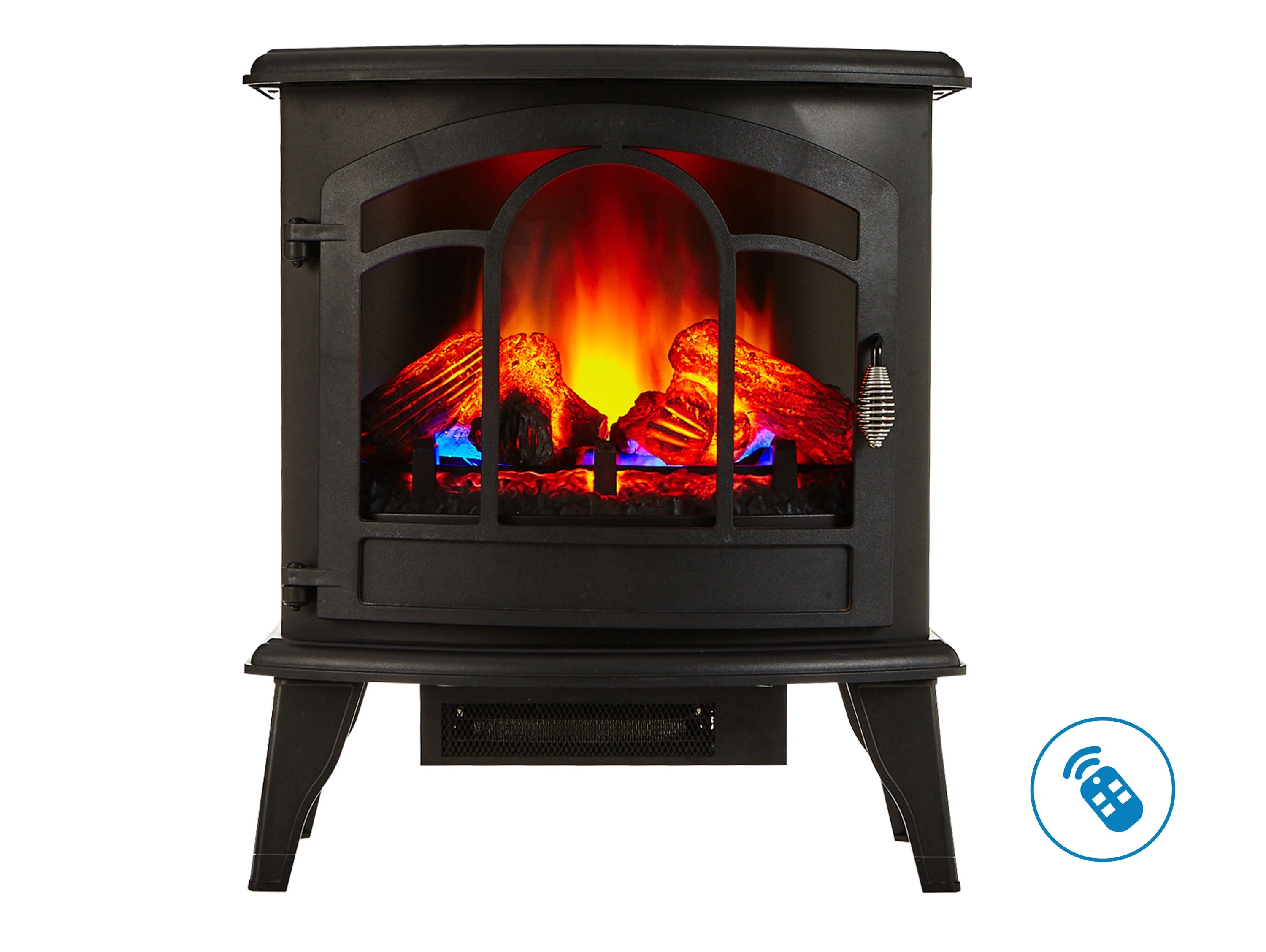 Caminetto elettrico 2kW in acciaio nero con telecomando