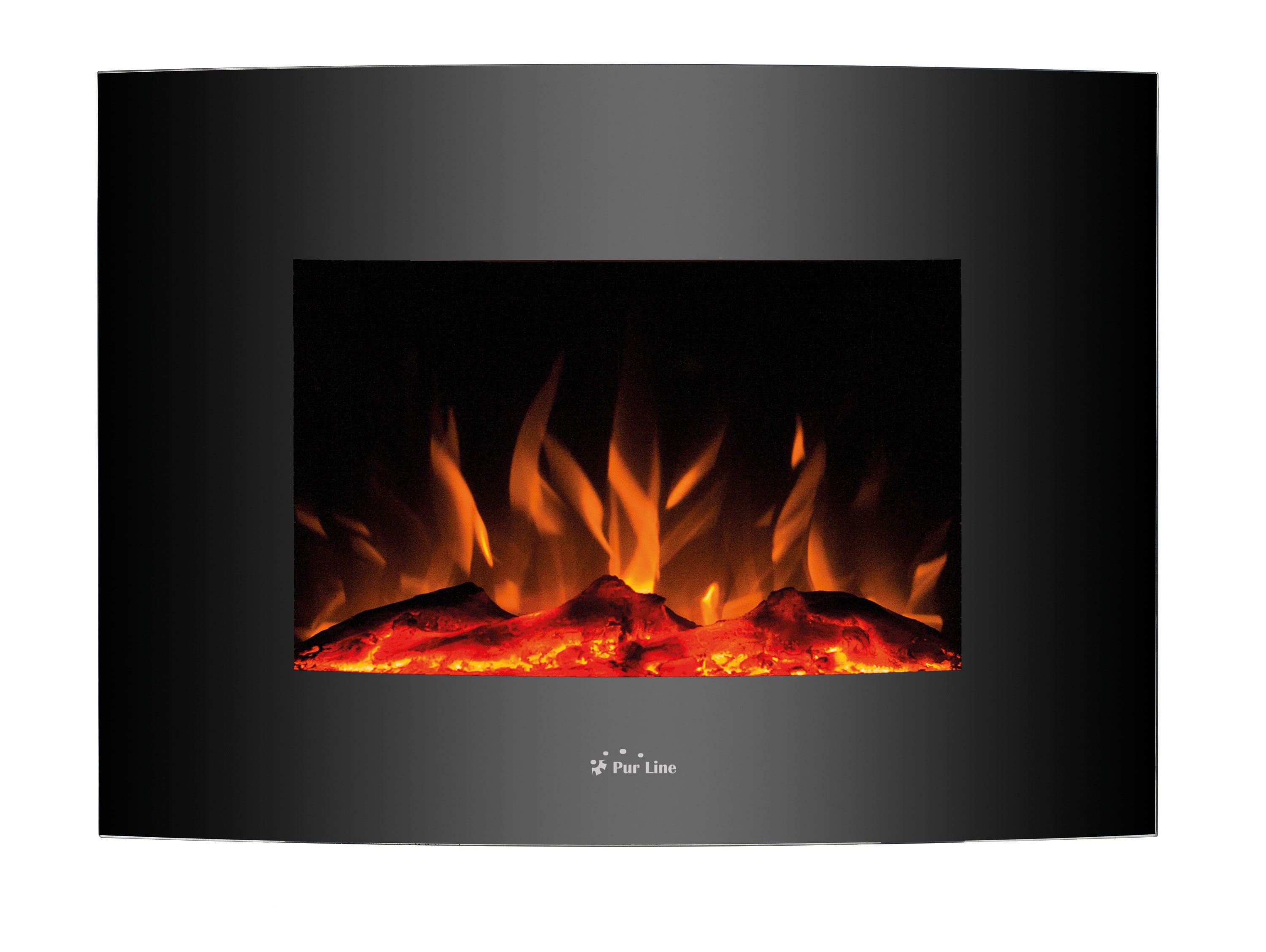 Caminetto elettrico da parete o da pavimento 2000W con panello frontale curvo