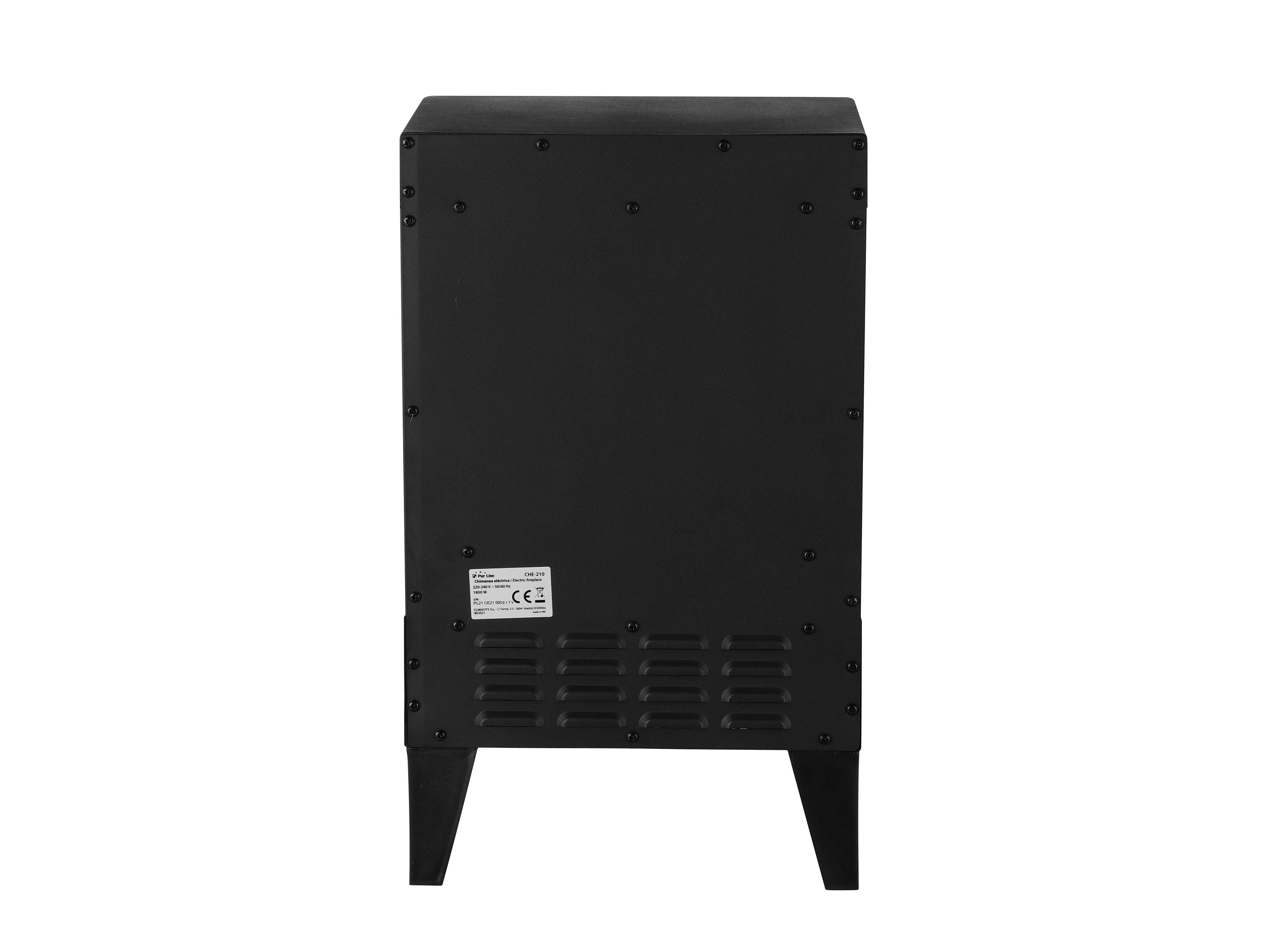 Caminetto elettrico 2kW in acciaio nero
