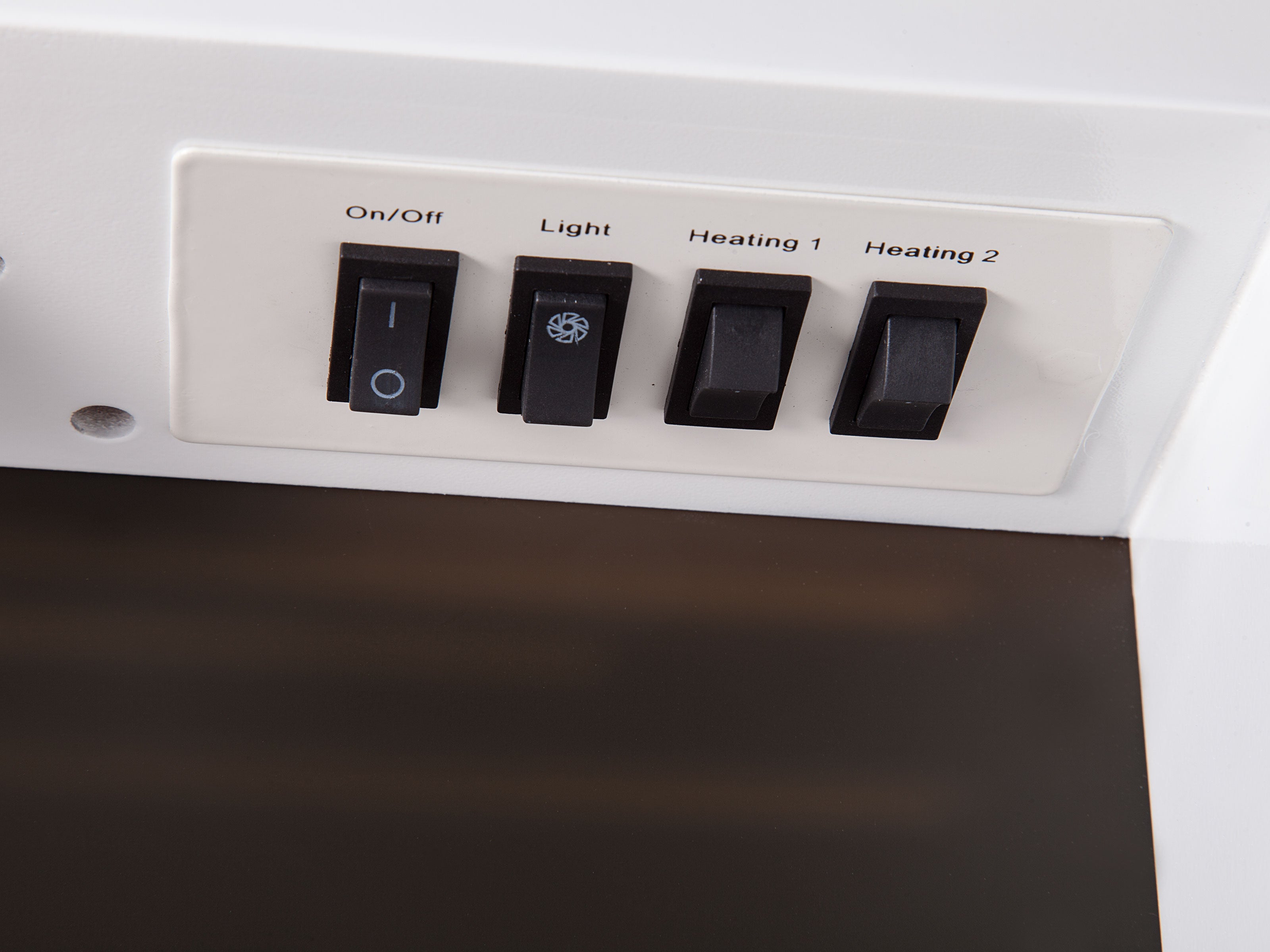 Caminetto elettrico a parete 2kW in acciaio laccato bianco con LED e telecomando