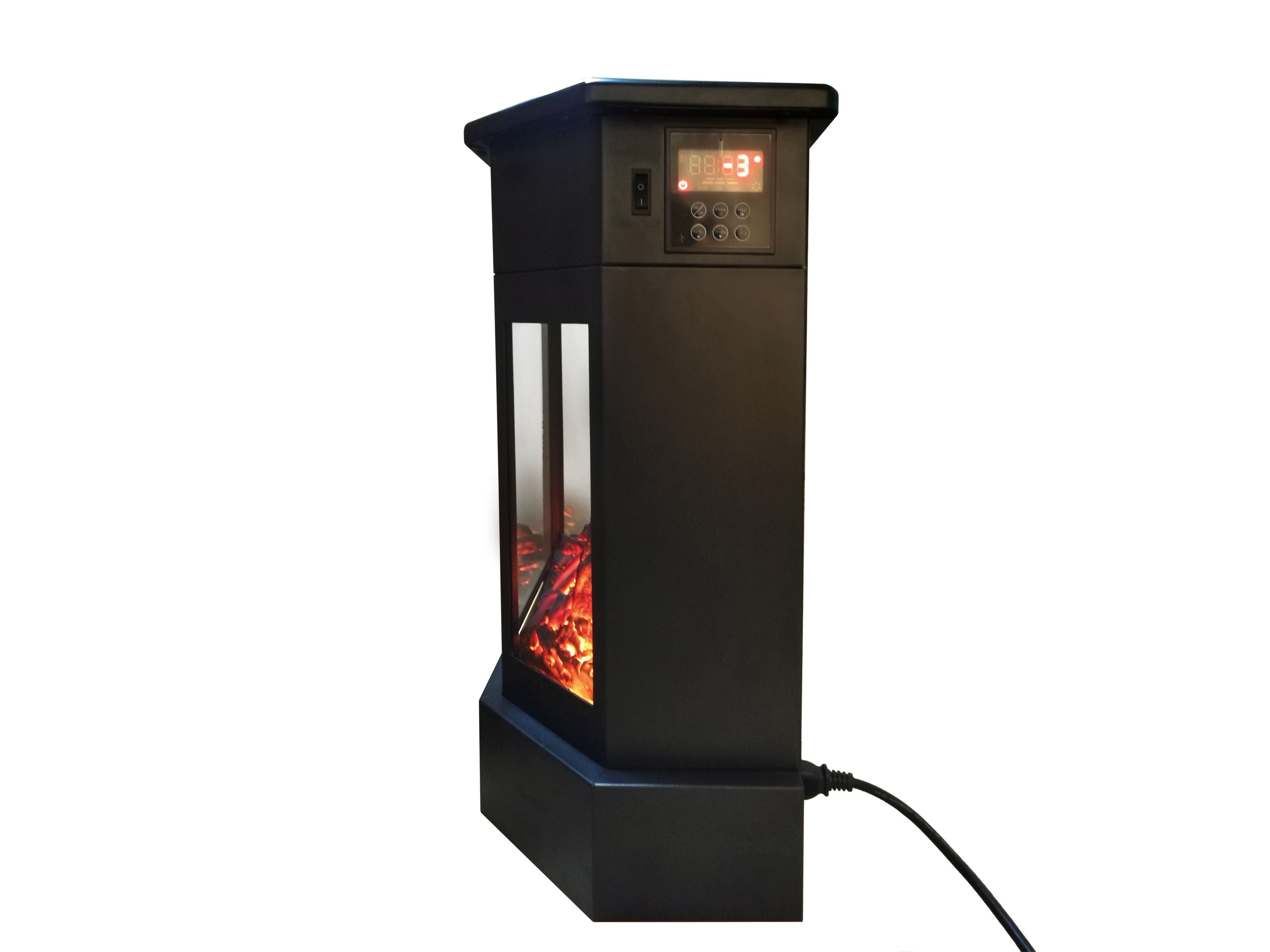 Caminetto elettrico 2kW in acciaio nero con telecomando
