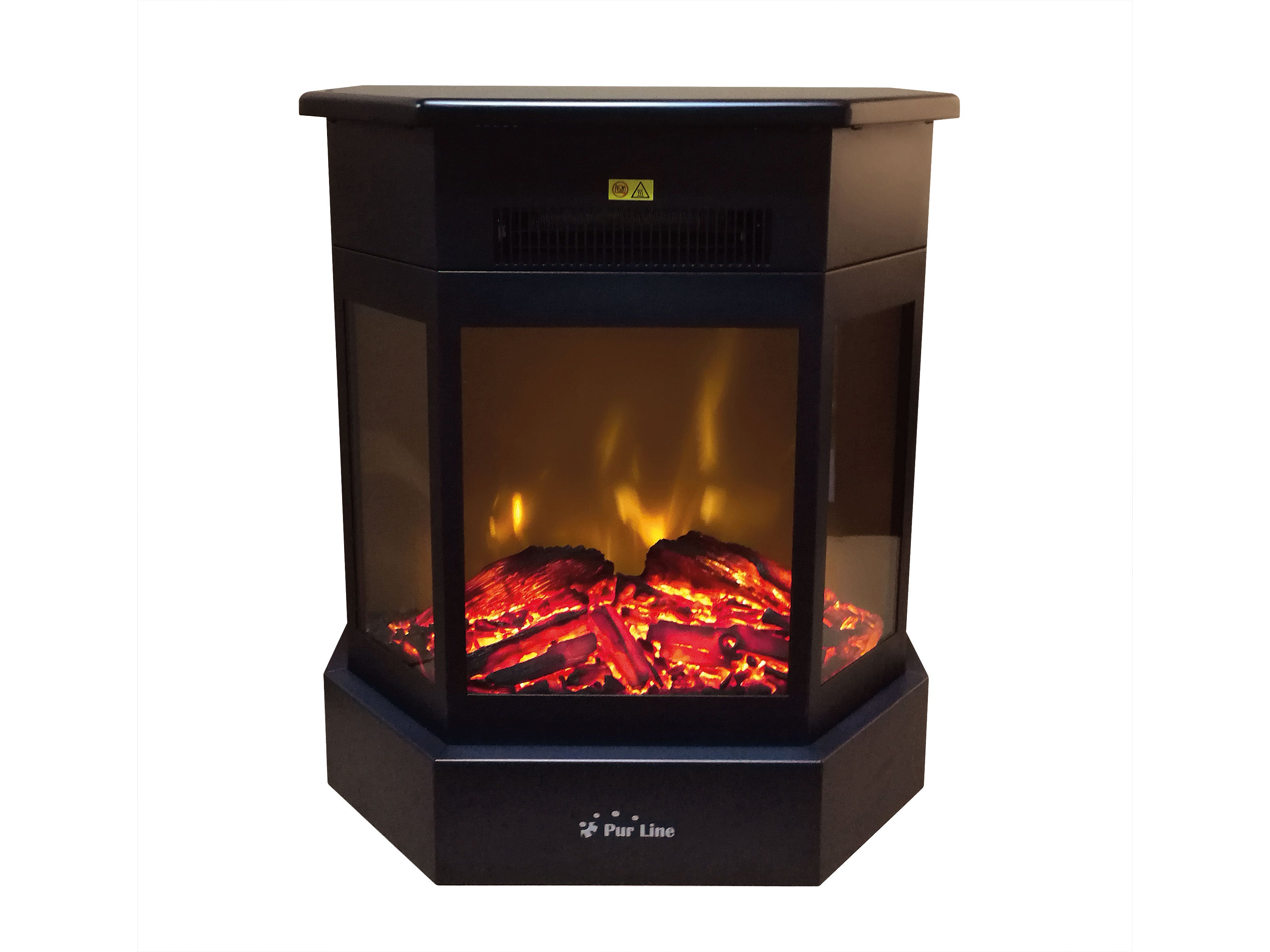 Caminetto elettrico 2kW in acciaio nero con telecomando