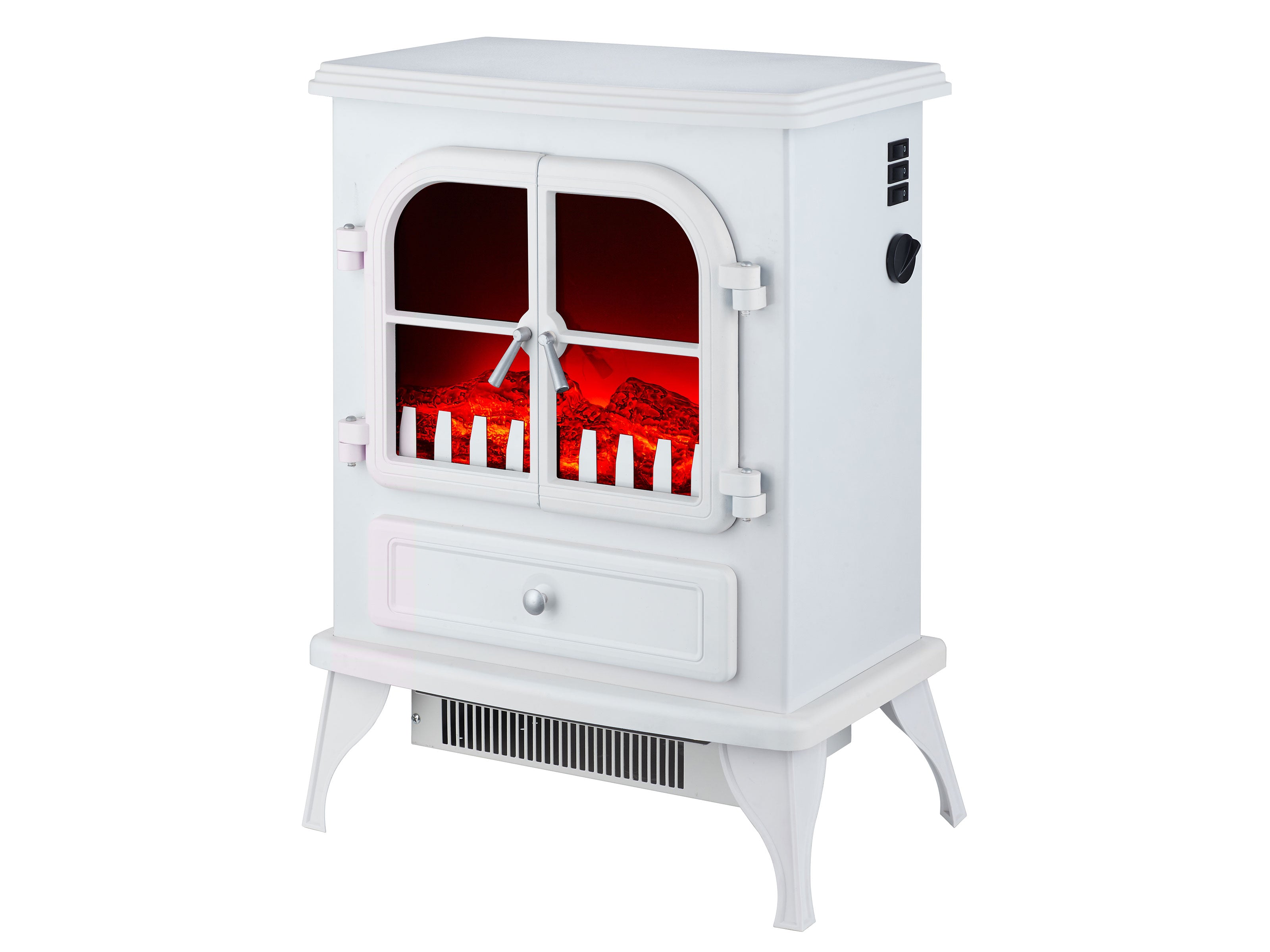 Caminetto elettrico 2kW in acciaio laccato bianco