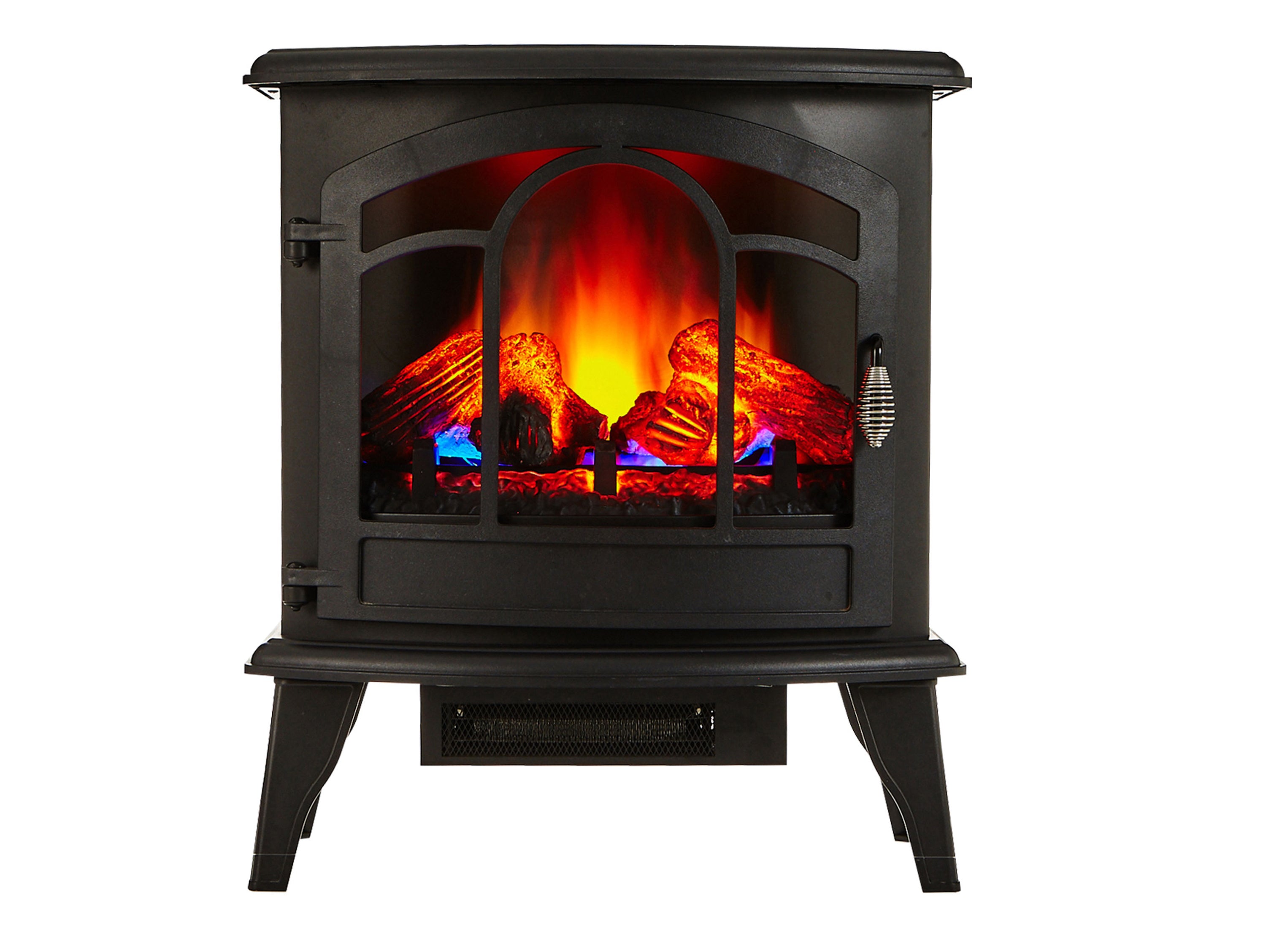 Caminetto elettrico 2kW in acciaio nero con telecomando