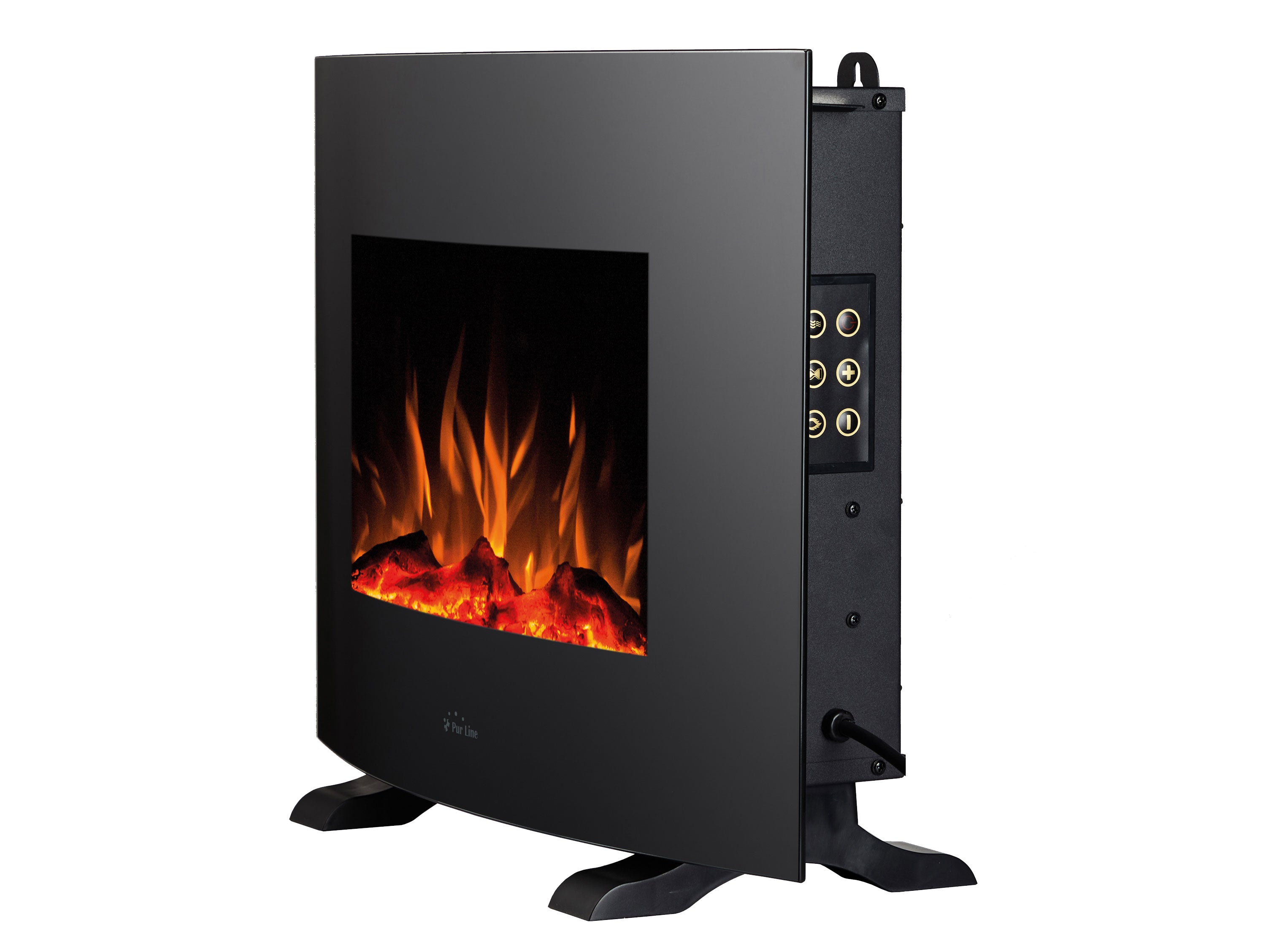 Caminetto elettrico da parete o da pavimento 2000W con panello frontale curvo