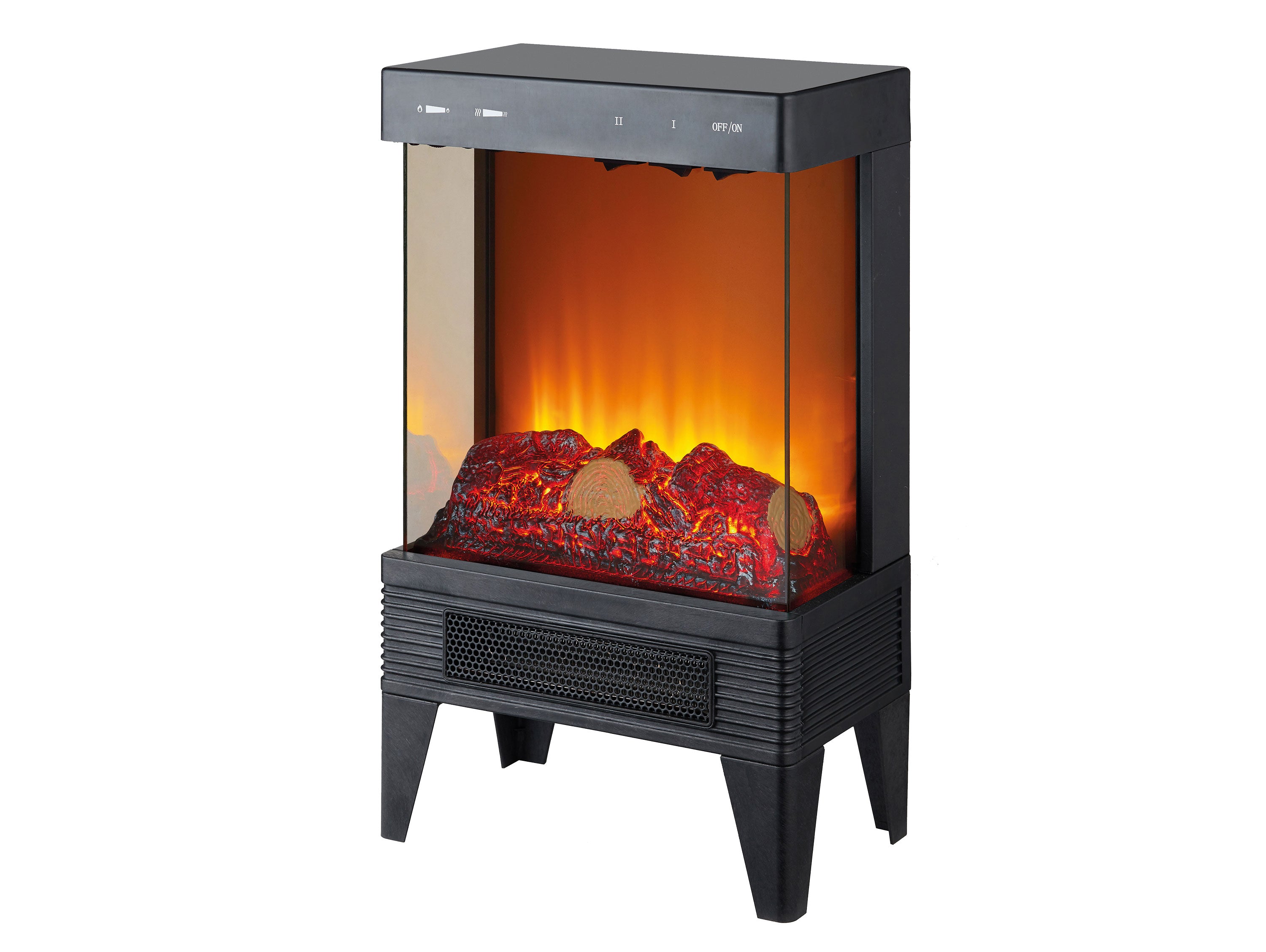 Caminetto elettrico 2kW in acciaio nero