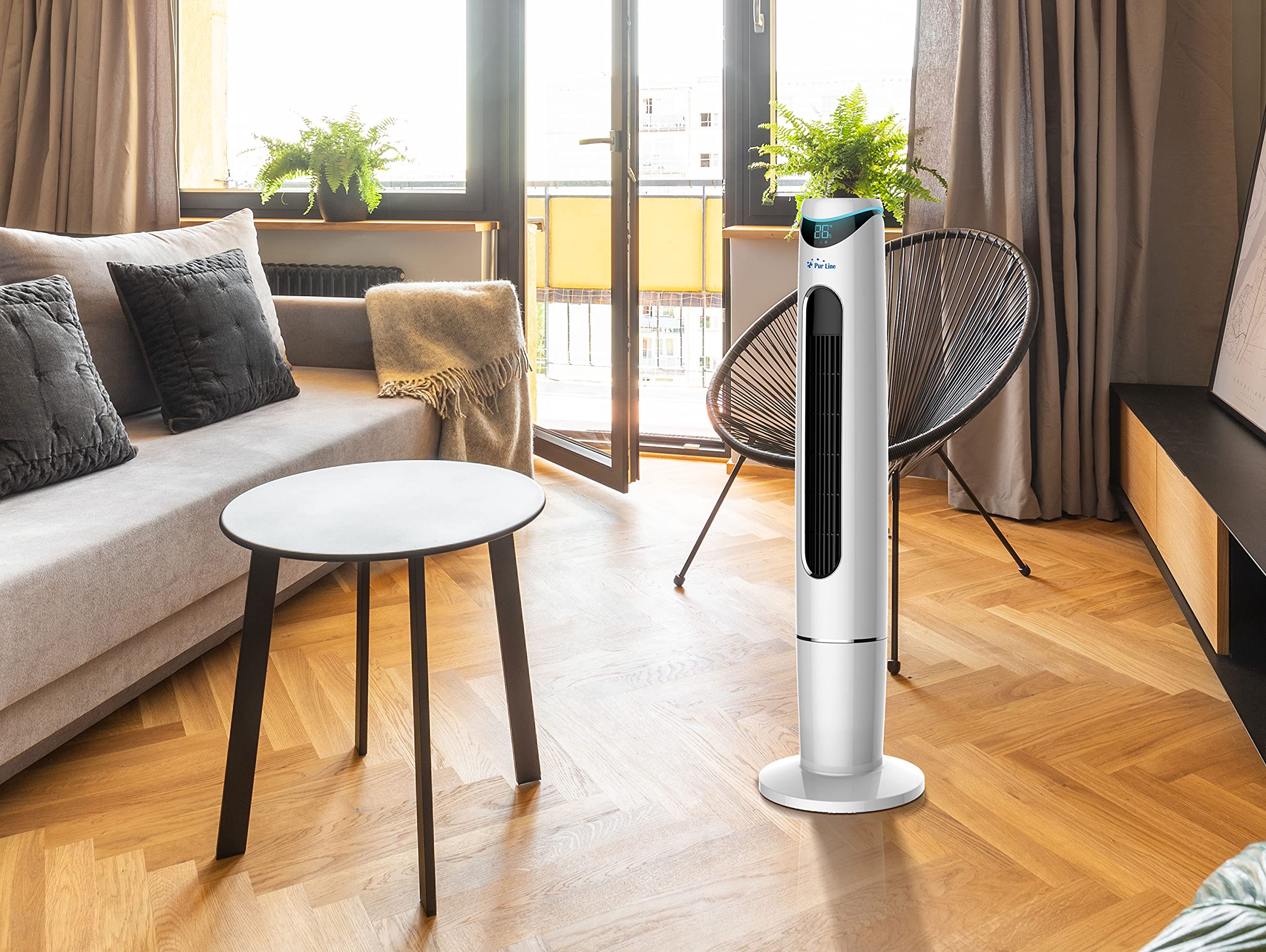 Raffrescatore ad evaporazione, ventilatore, umidificatore, purificatore d'aria 75W con telecomando