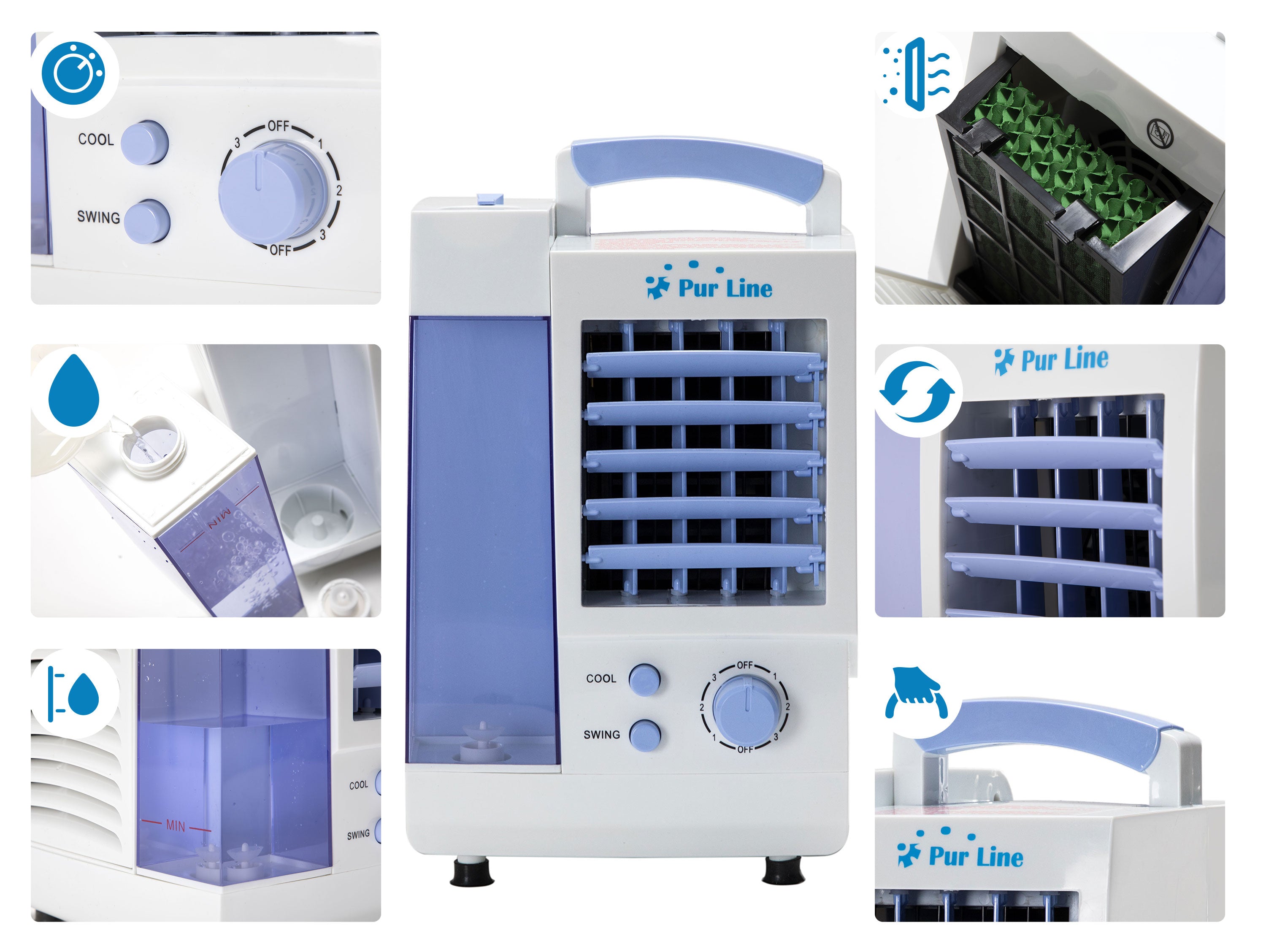 Raffrescatore evaporativo portatile da tavolo rinfresca ed umidifica