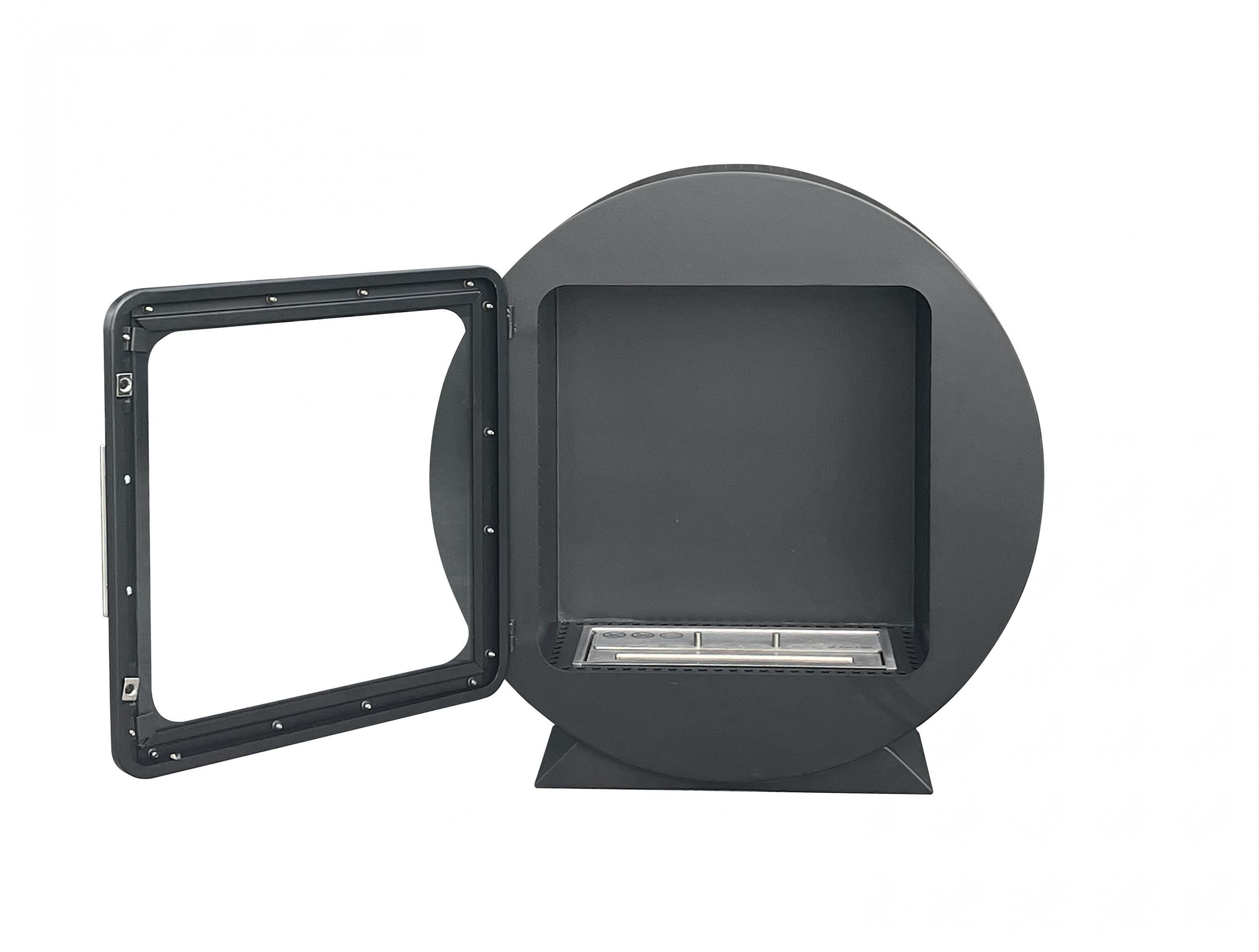 Stufe compatto a etanolo con design moderno e sportello di sicurezza