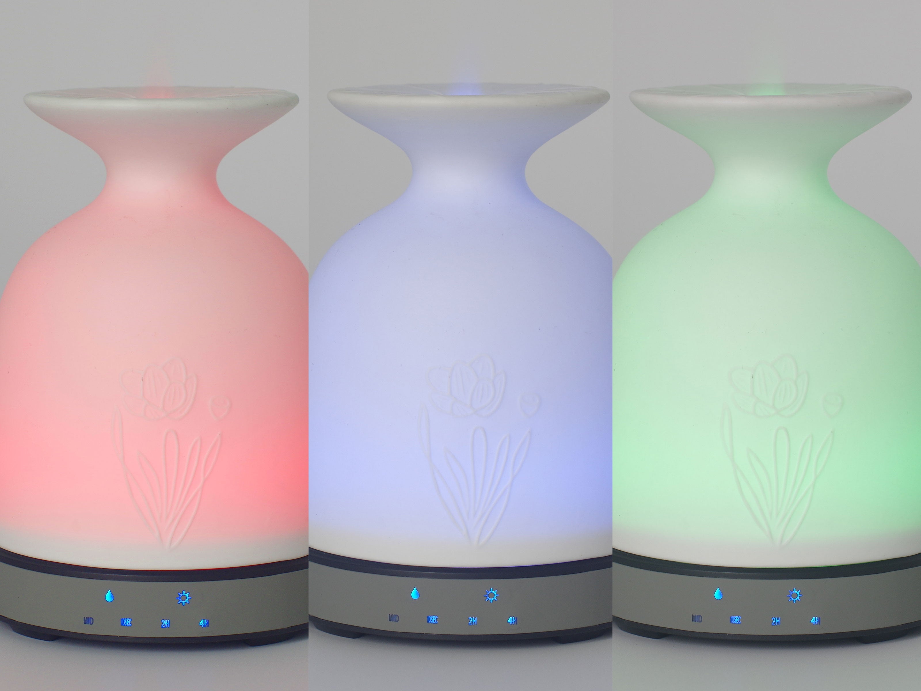 Diffusore di aromi in ceramica a forma di vaso con luce ambiente a LED