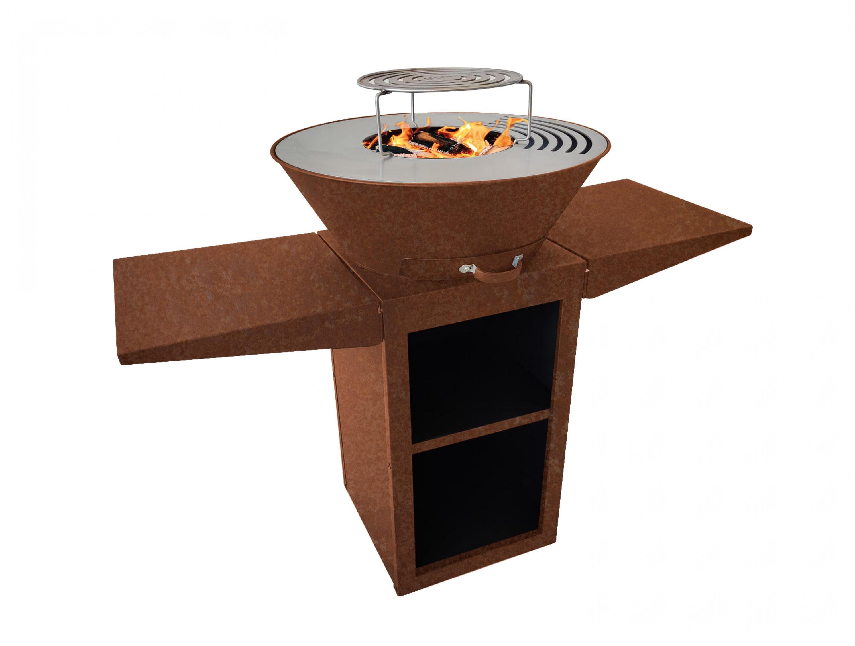 Barbecue con piastra in acciaio corten da 60 cm