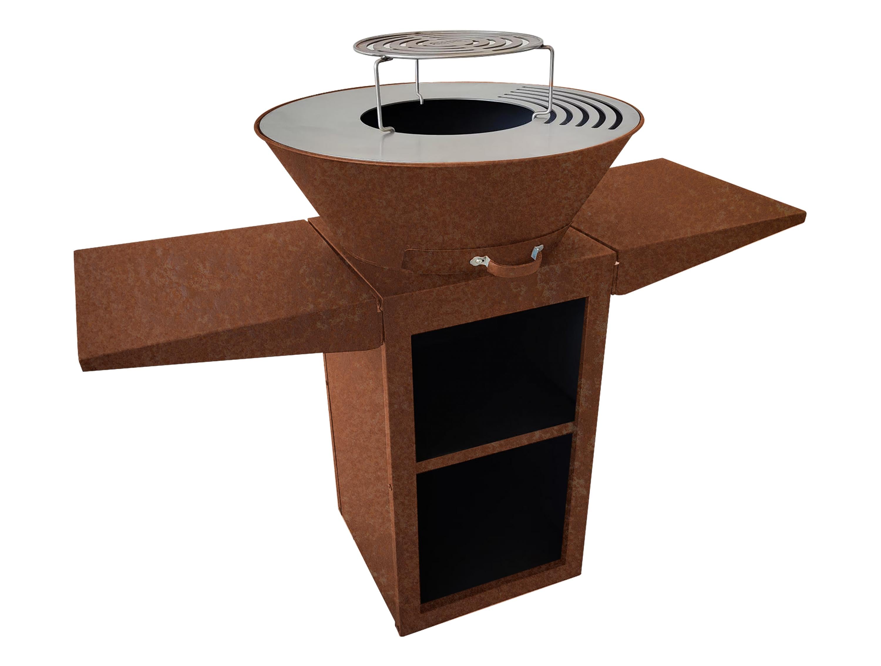 Barbecue con piastra in acciaio corten da 60 cm