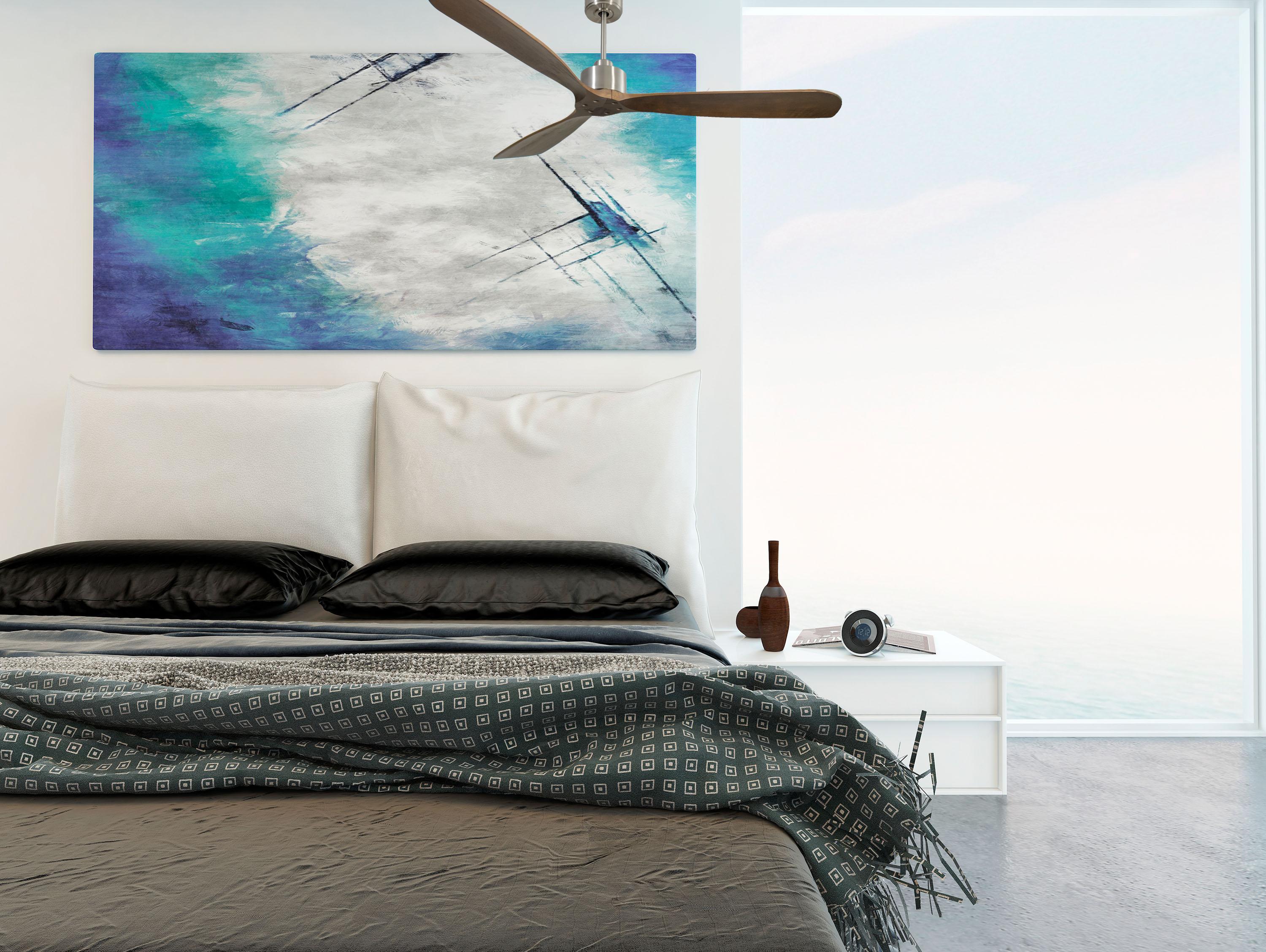 Ventilatore da soffitto Reversibile Termostato Wifi Motore CC Tetti inclinati Telecomando Hypersilence Memoria FullWood
