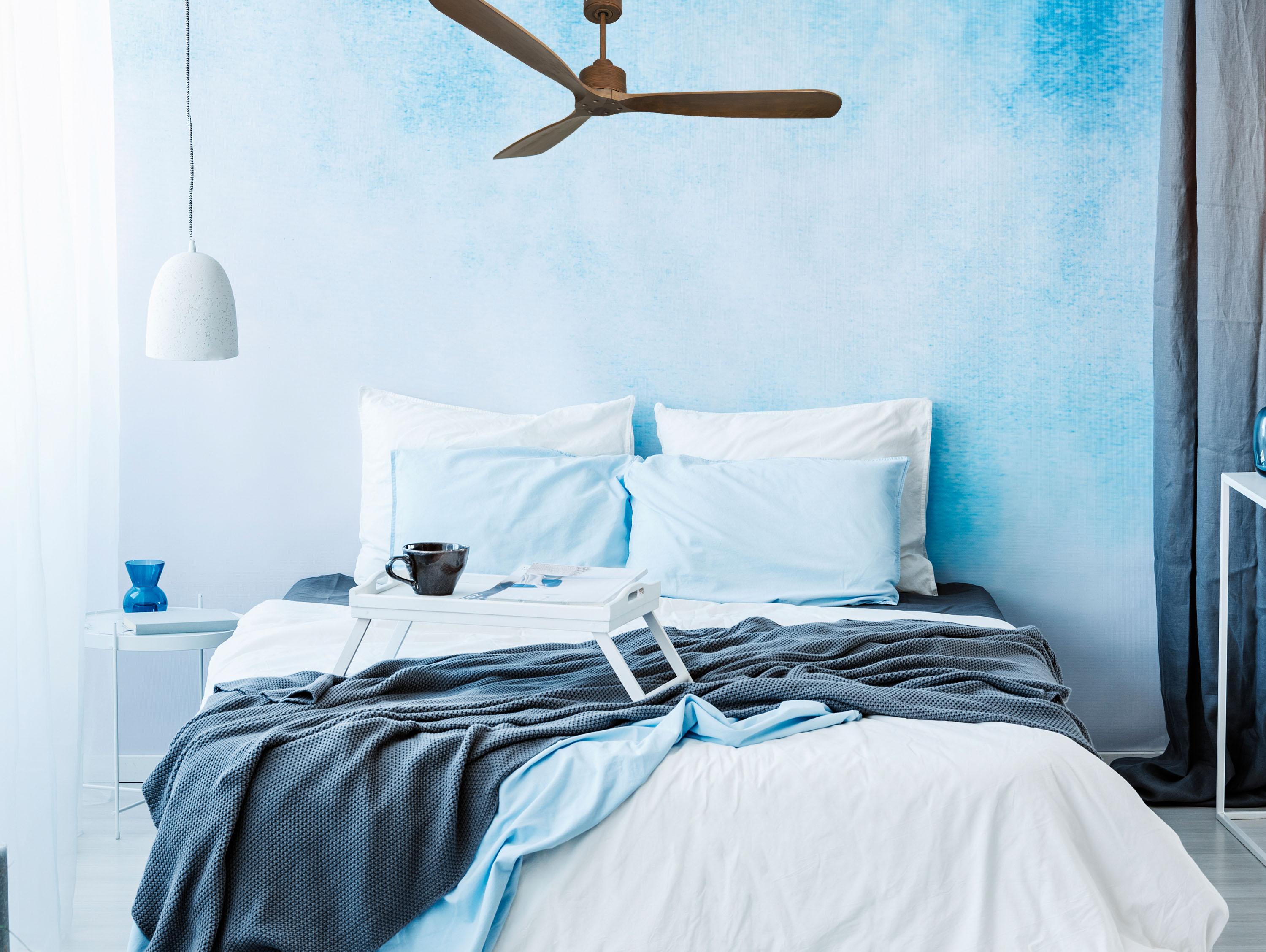 Ventilatore da soffitto Reversibile Termostato Wifi Motore CC Tetti inclinati Telecomando Hypersilence Memoria FullWood