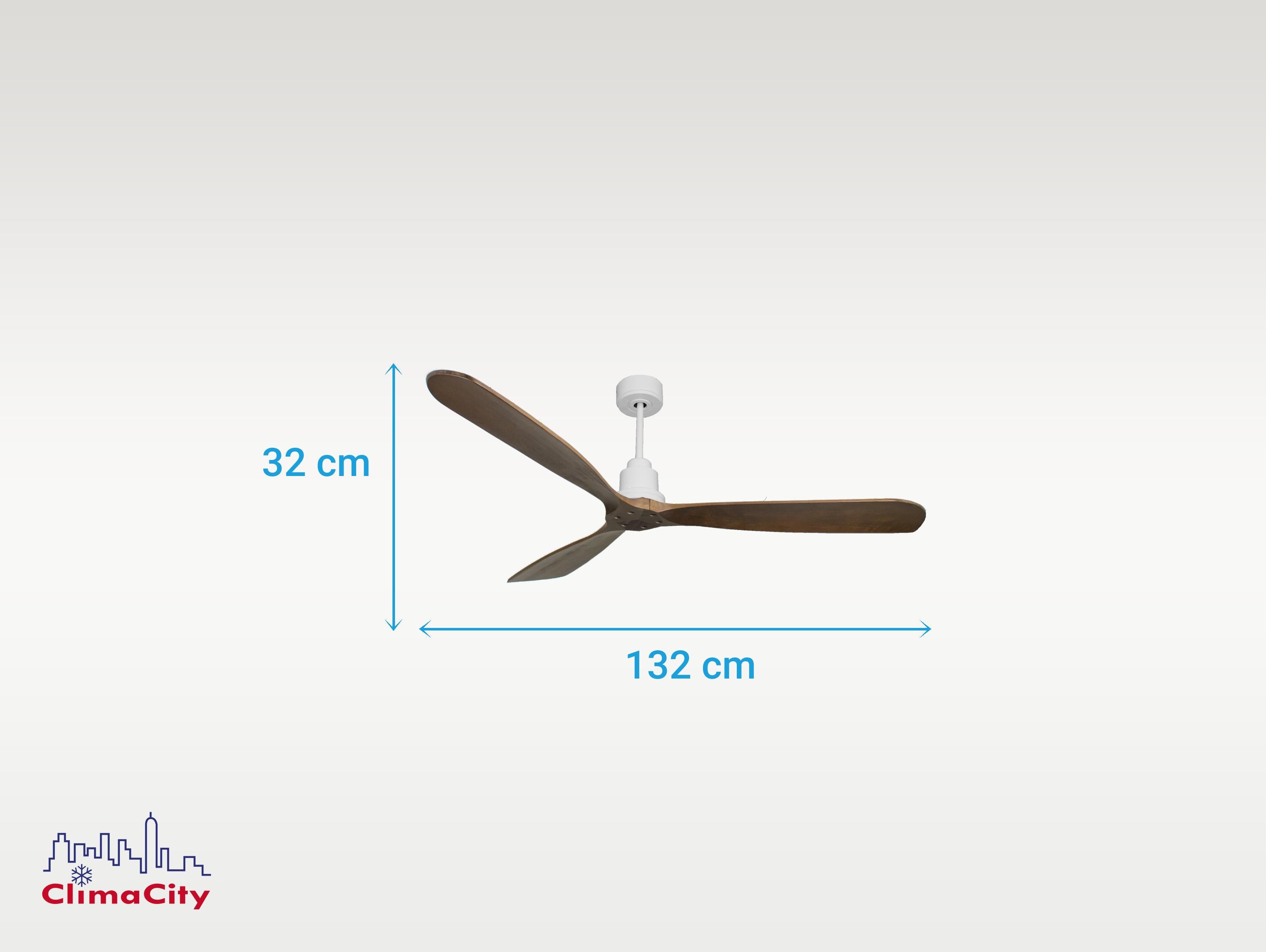 Ventilatore da soffitto Reversibile Termostato Wifi Motore CC Tetti inclinati Telecomando Hypersilence Memoria FullWood