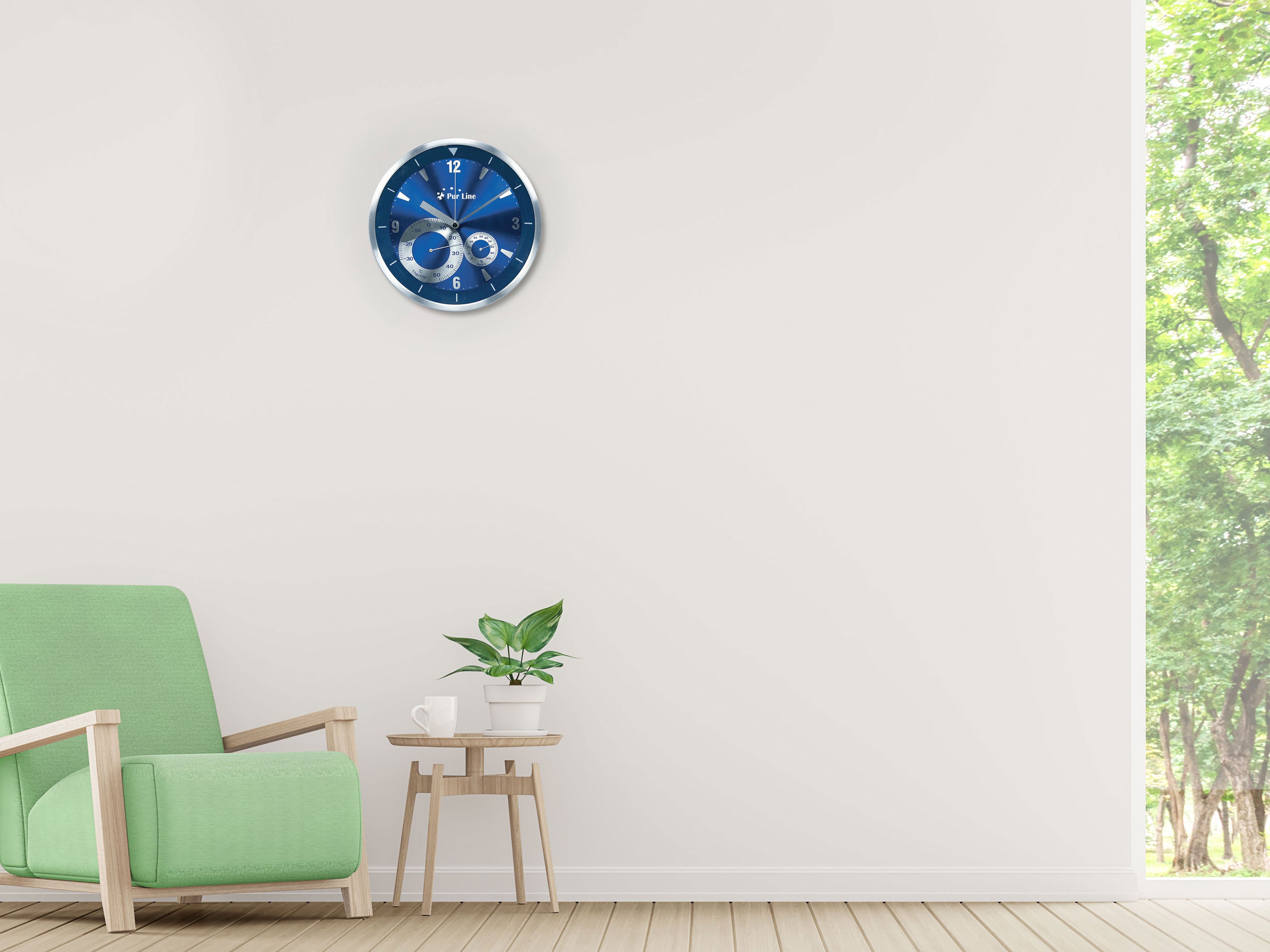 Stazione meteo analogica da parete Blu Metallizzato 30Ø