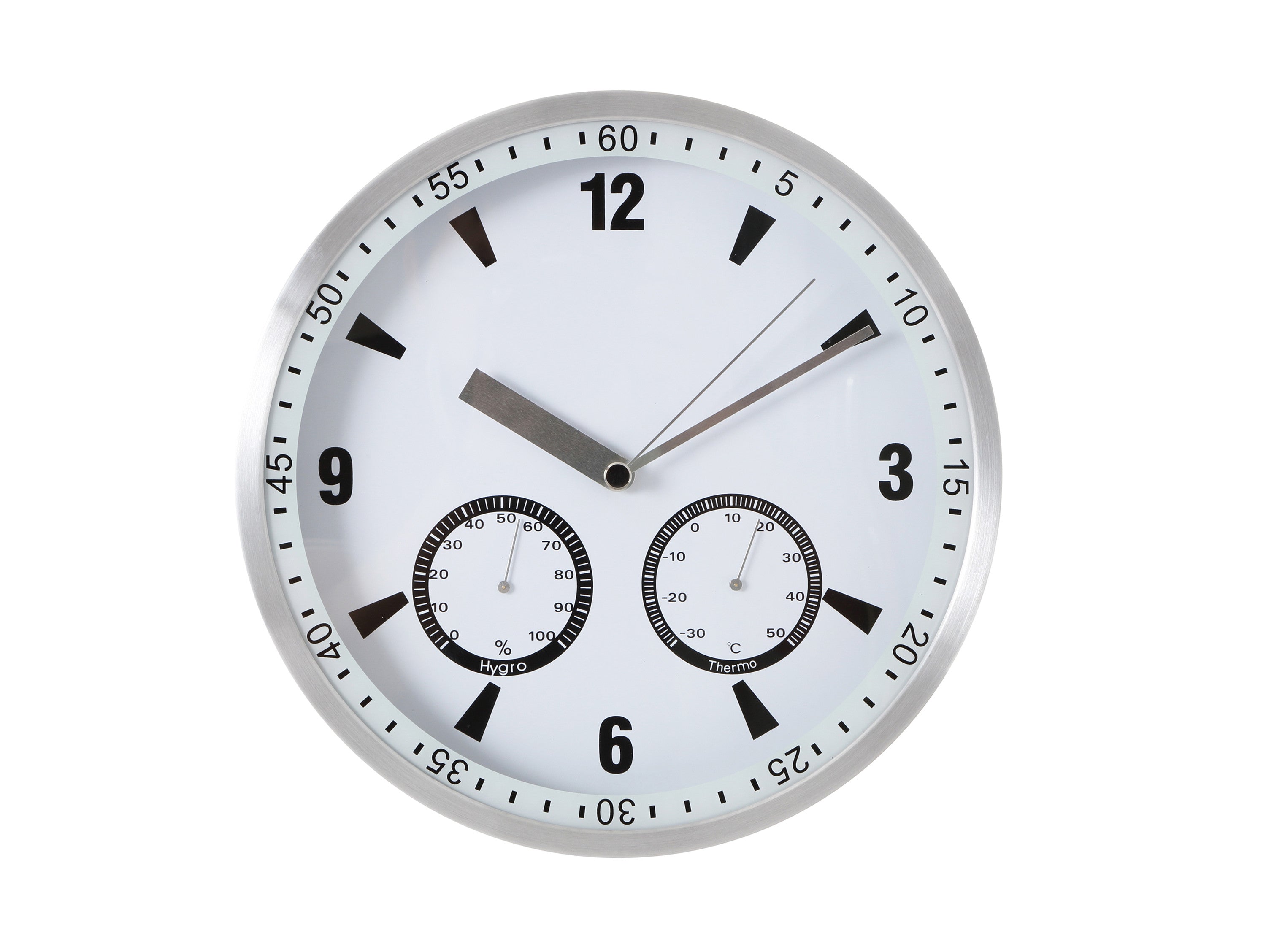 Stazione meteo senza fili, con forma di orologio analogico da parete con indicatore bianco della temperatura e dell'umidità
