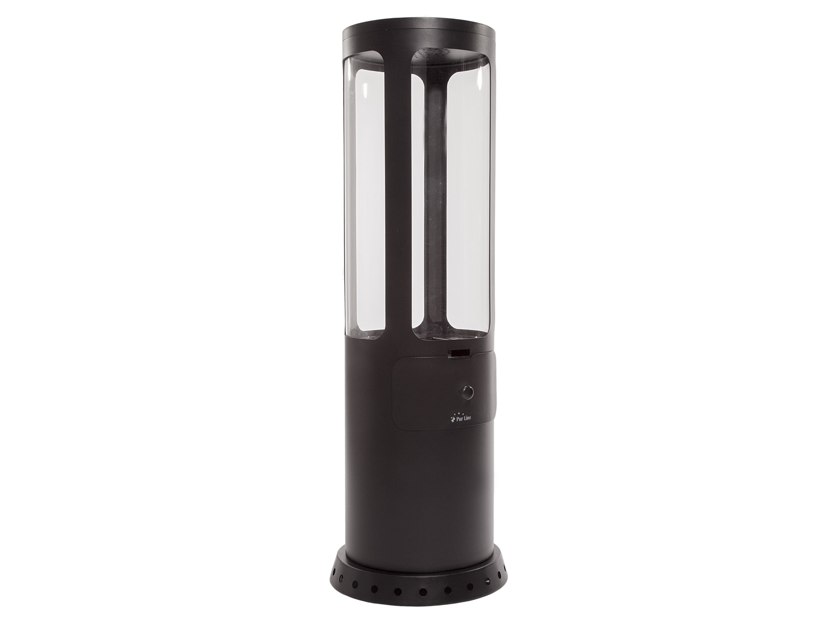 Stufa a etanolo design a torre in acciaio nero