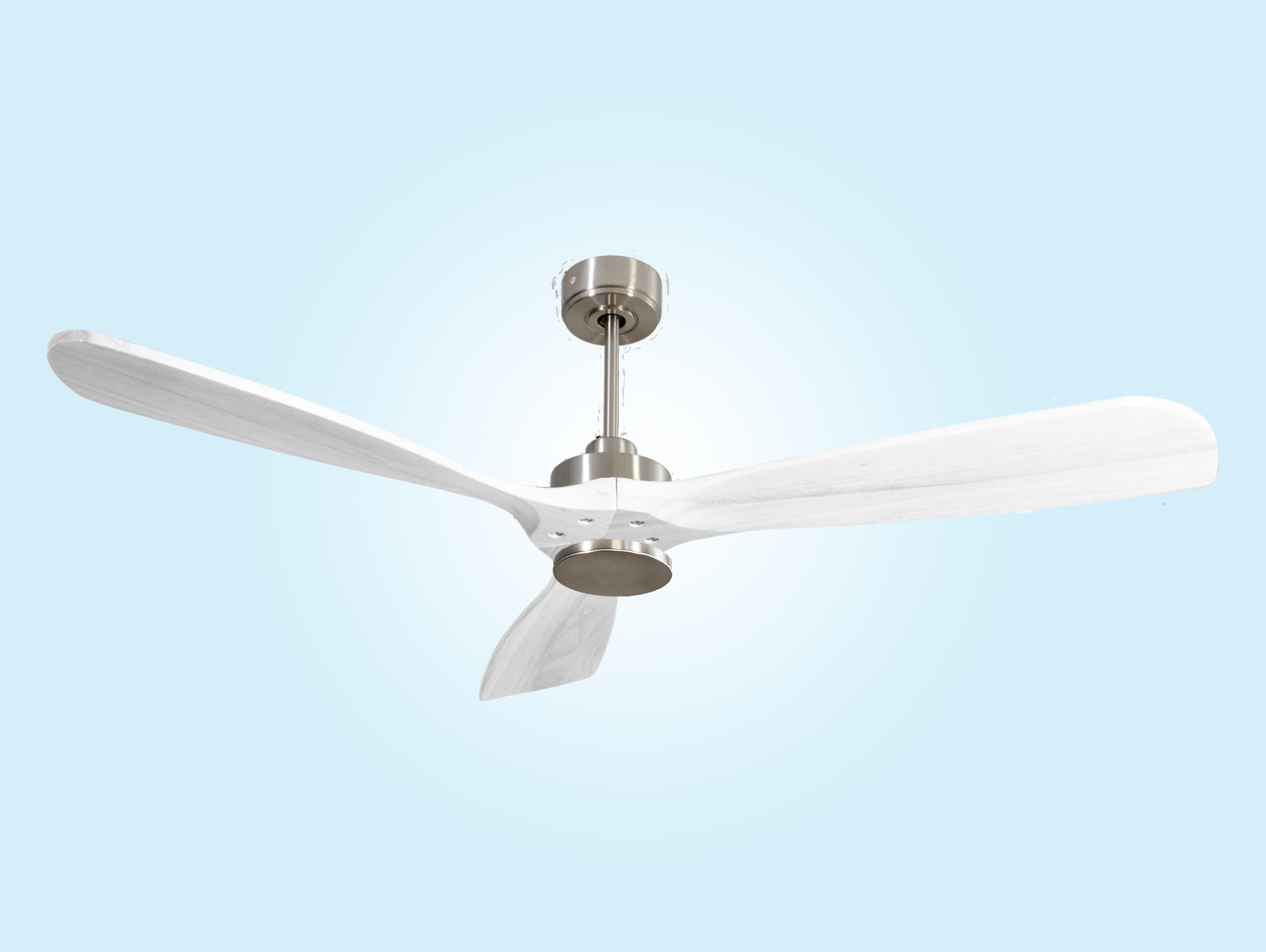 Ventilatore da soffitto Reversibile Termostato Wifi Motore CC Tetti inclinati Telecomando Hypersilence Memoria FullWood