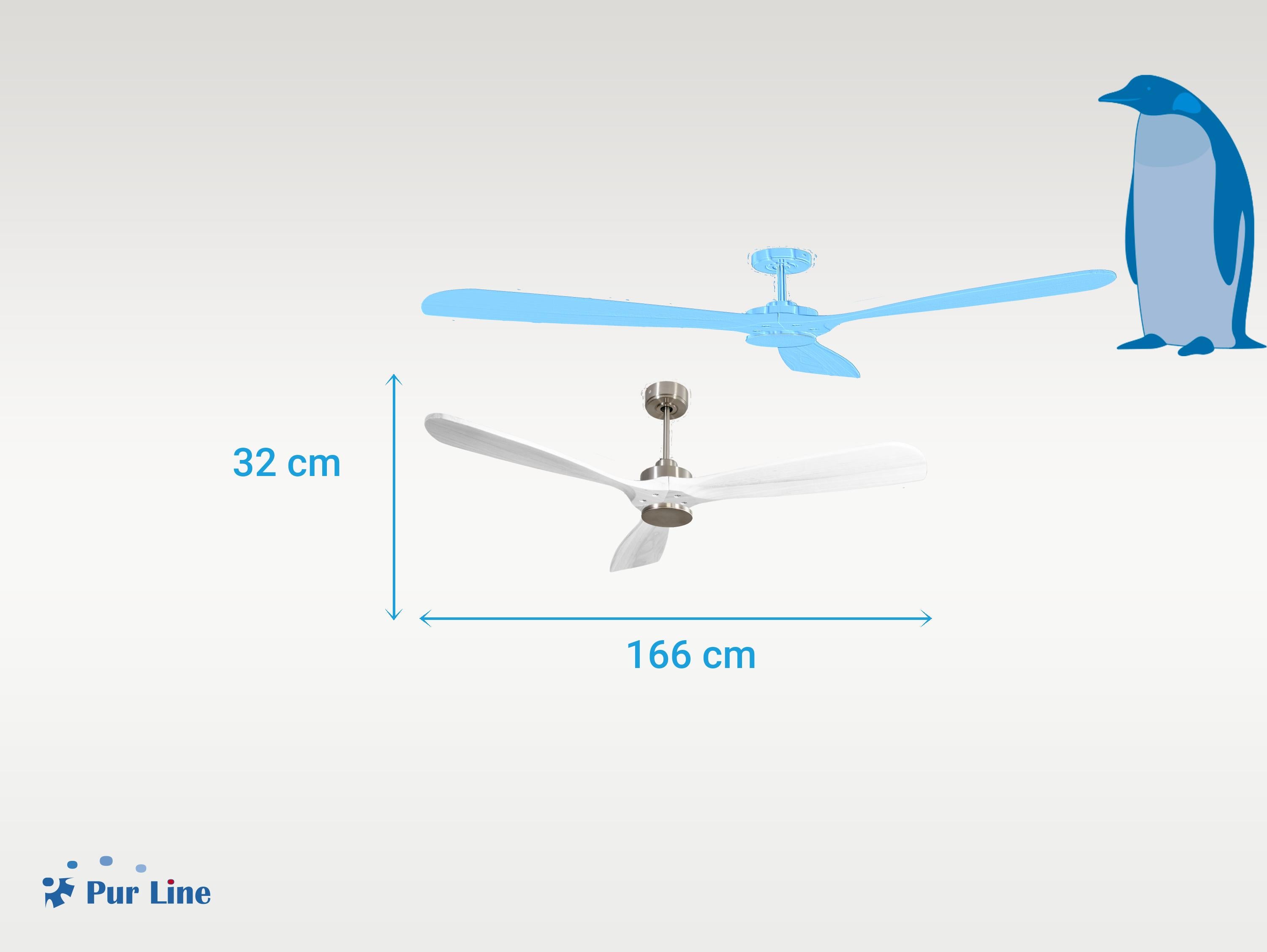 Ventilatore da soffitto Reversibile Termostato Wifi Motore CC Tetti inclinati Telecomando Hypersilence Memoria FullWood