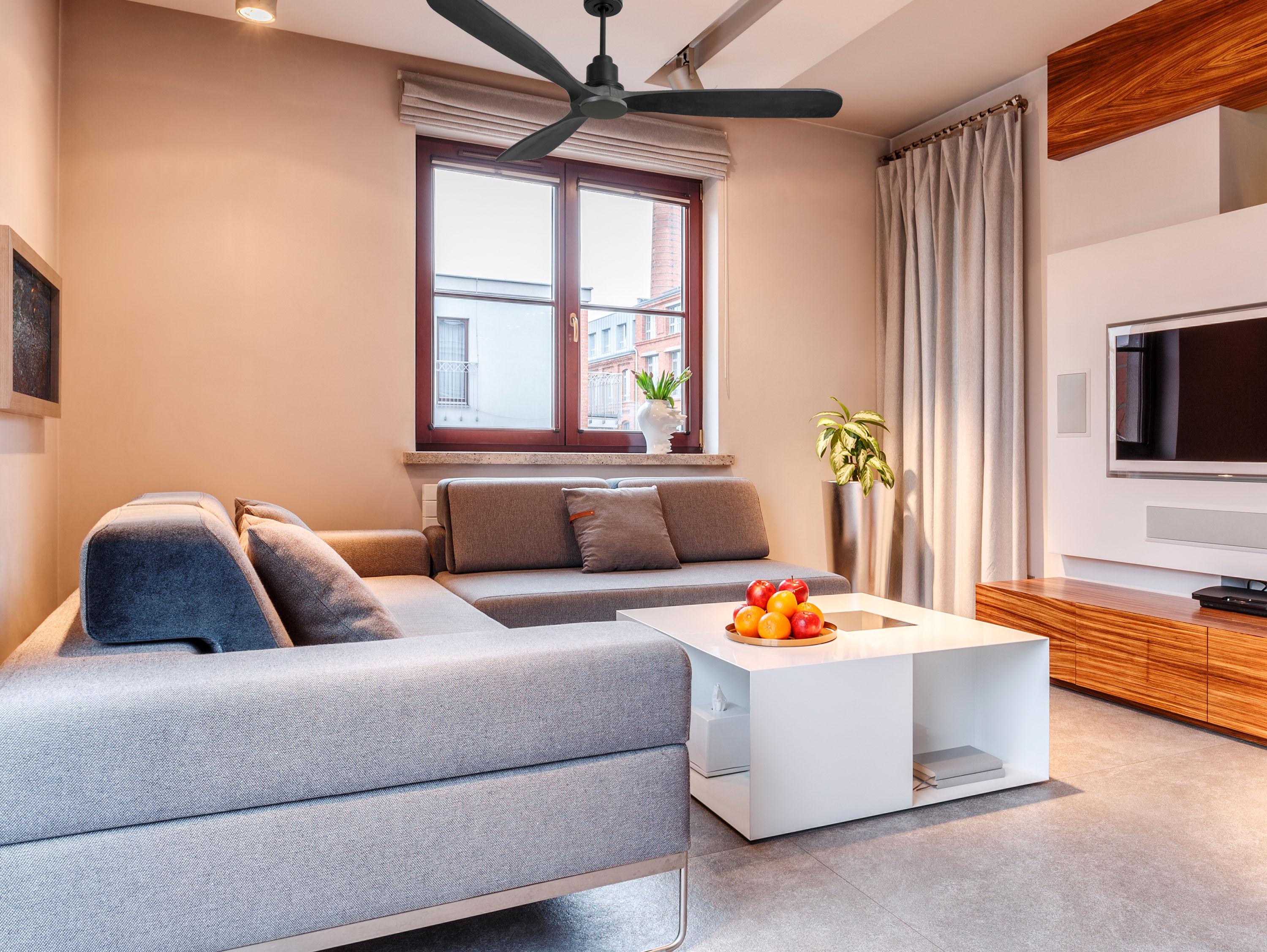Ventilatore da soffitto Reversibile Termostato Wifi Motore CC Tetti inclinati Telecomando Hypersilence Memoria FullWood