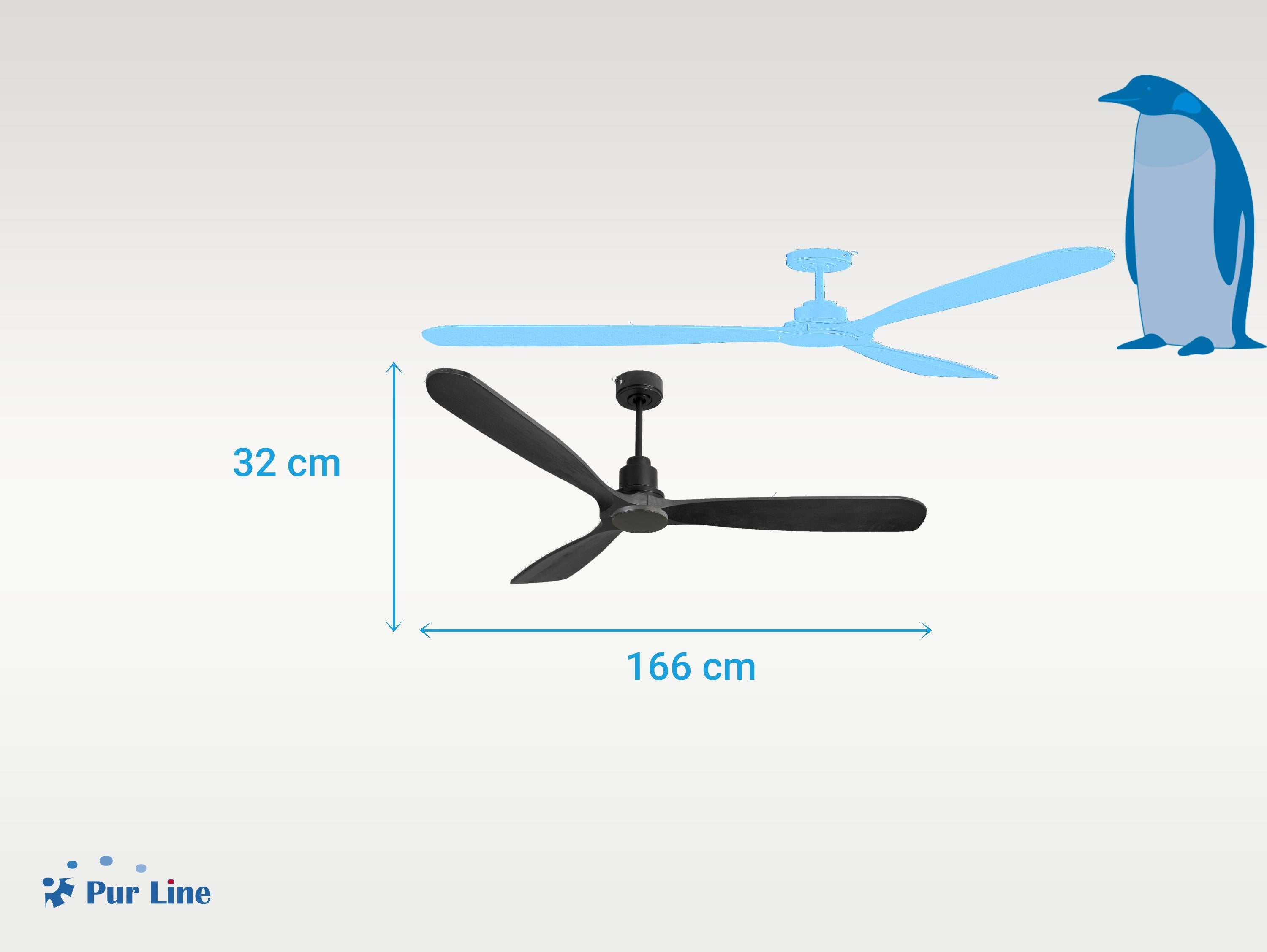 Ventilatore da soffitto Reversibile Termostato Wifi Motore CC Tetti inclinati Telecomando Hypersilence Memoria FullWood