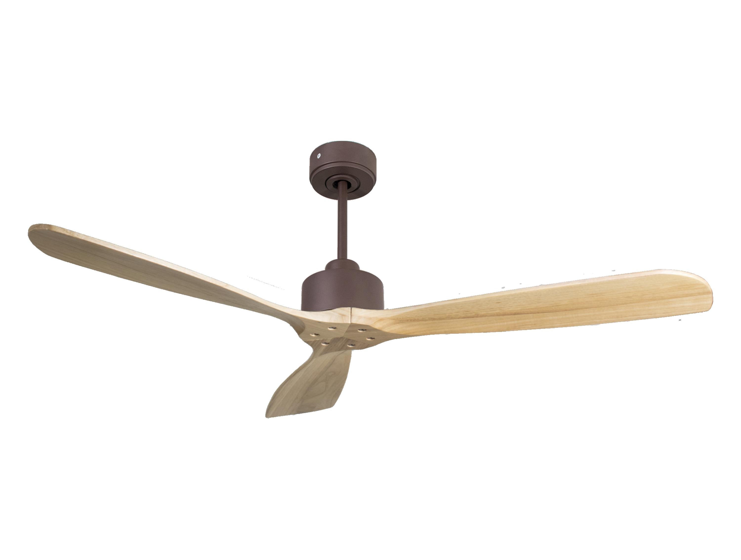 Ventilatore da soffitto Reversibile Termostato Wifi Motore CC Tetti inclinati Telecomando Hypersilence Memoria FullWood