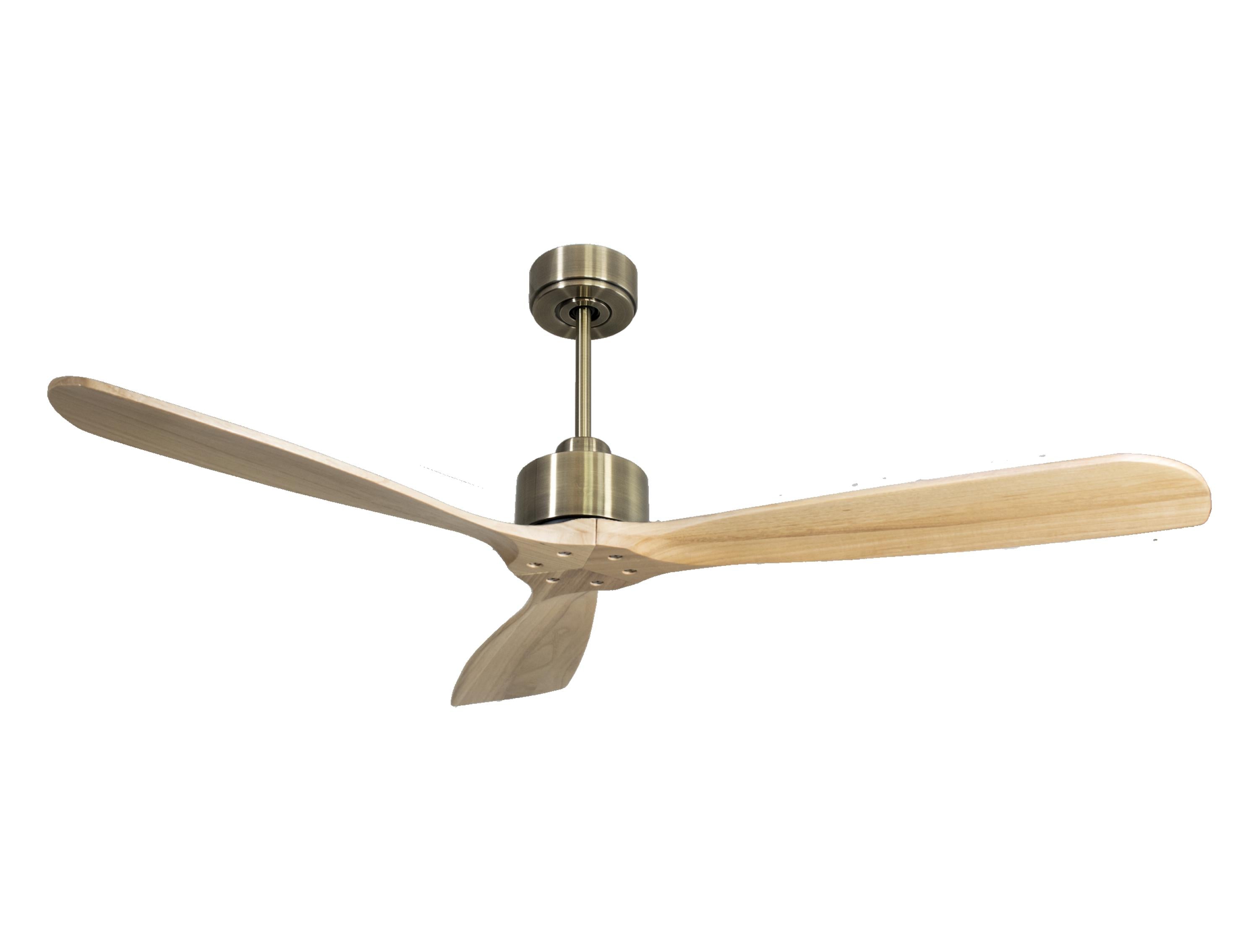 Ventilatore da soffitto Reversibile Termostato Wifi Motore CC Tetti inclinati Telecomando Hypersilence Memoria FullWood