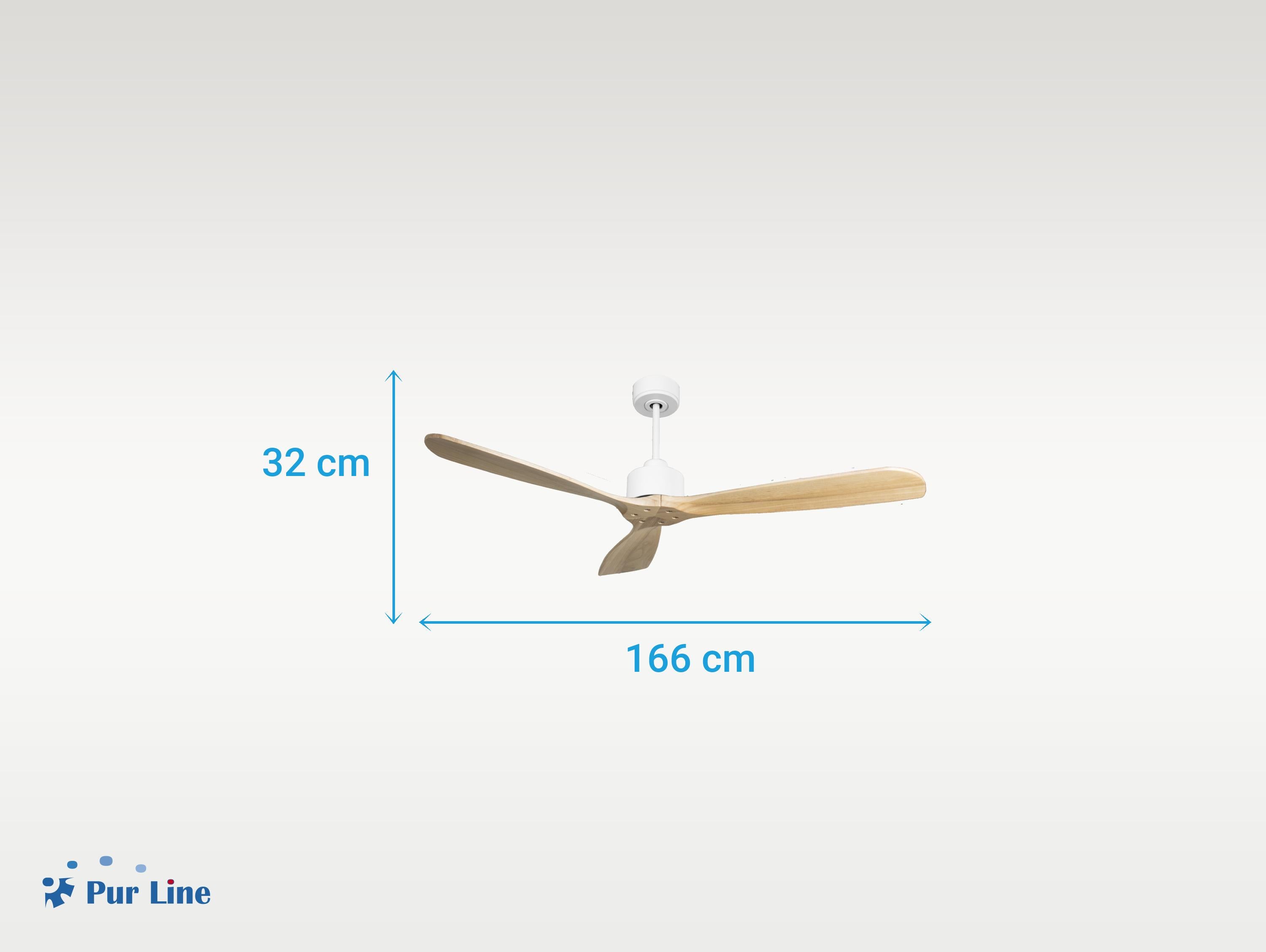 Ventilatore da soffitto Reversibile Termostato Wifi Motore CC Tetti inclinati Telecomando Hypersilence Memoria FullWood