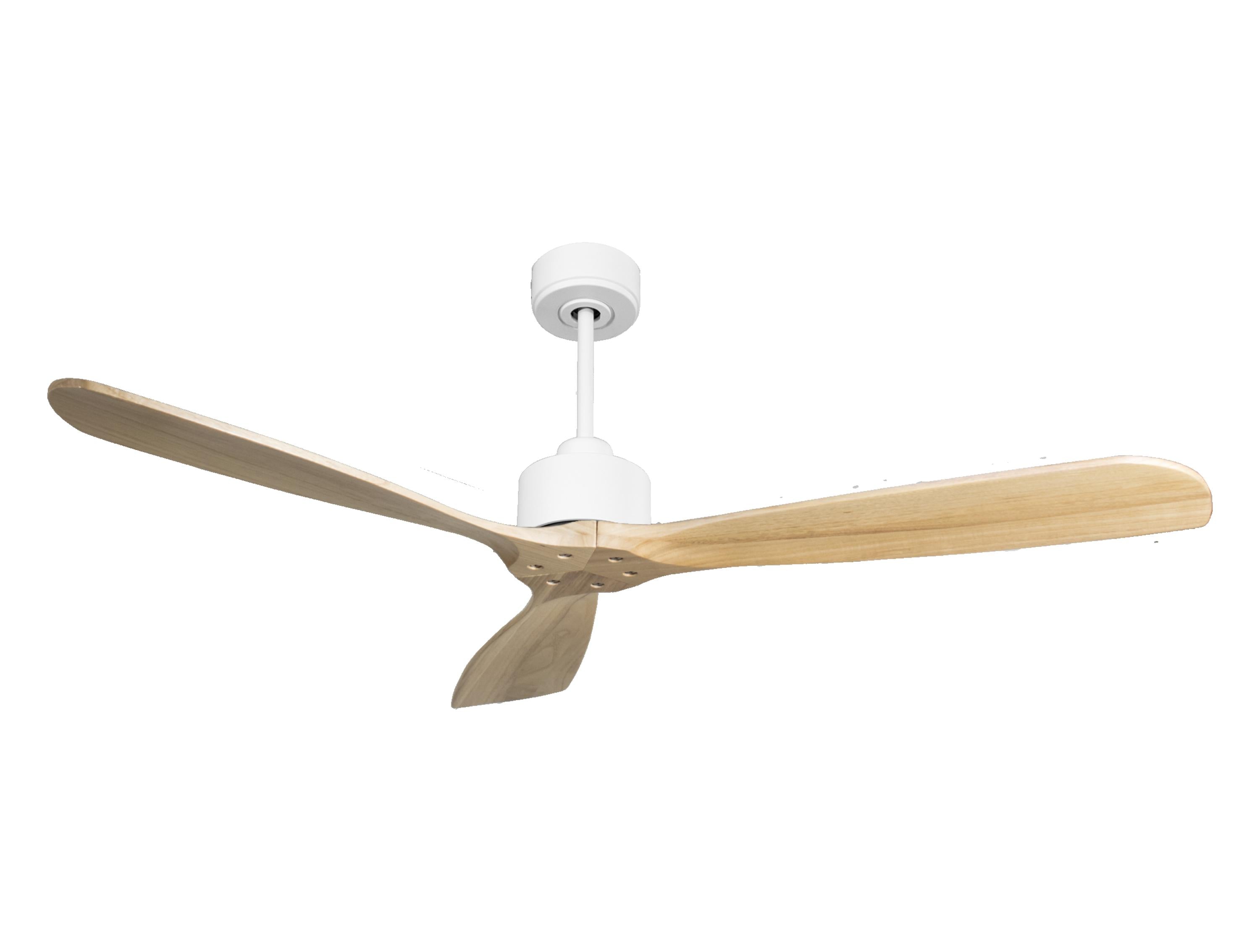 Ventilatore da soffitto Reversibile Termostato Wifi Motore CC Tetti inclinati Telecomando Hypersilence Memoria FullWood