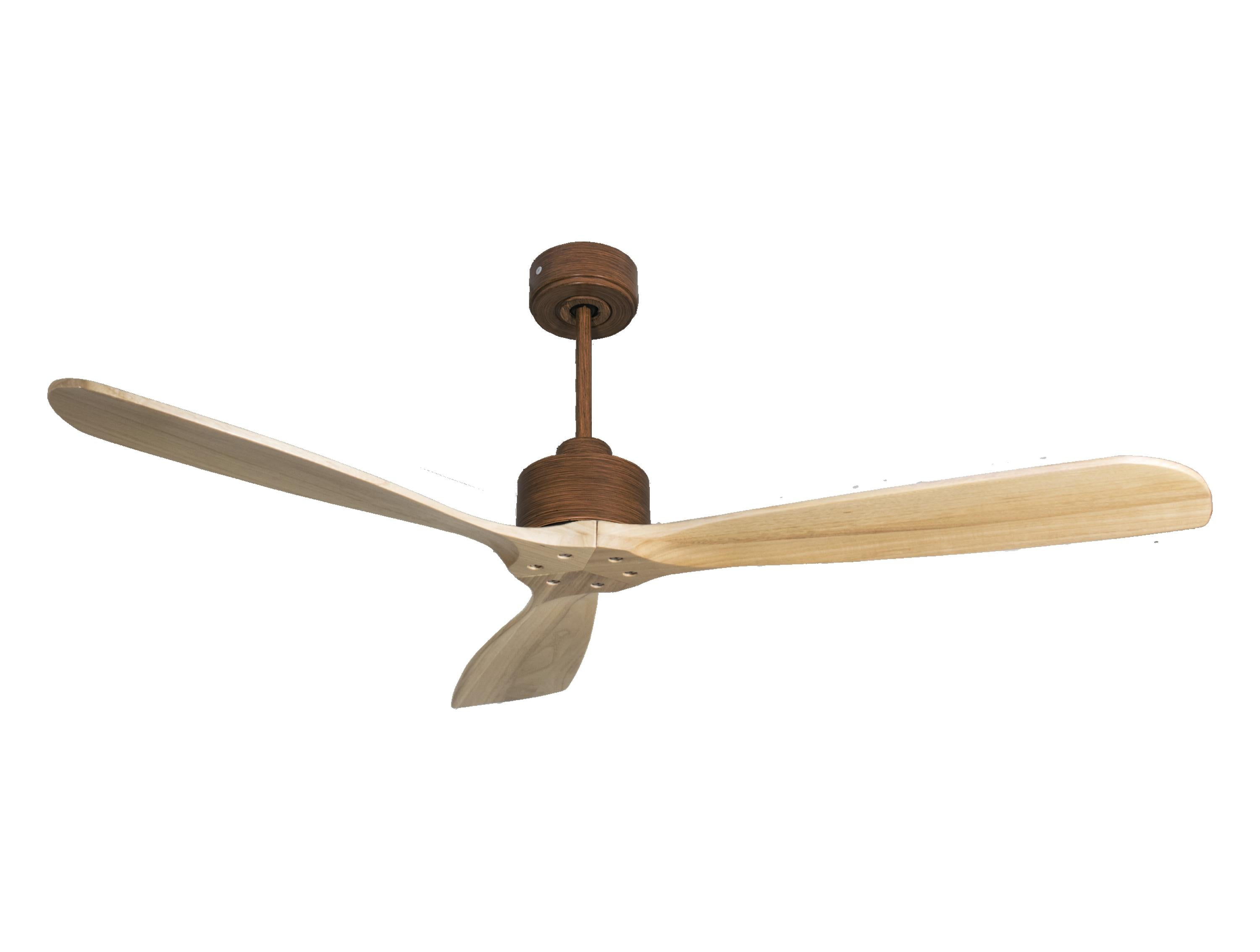 Ventilatore da soffitto Reversibile Termostato Wifi Motore CC Tetti inclinati Telecomando Hypersilence Memoria FullWood