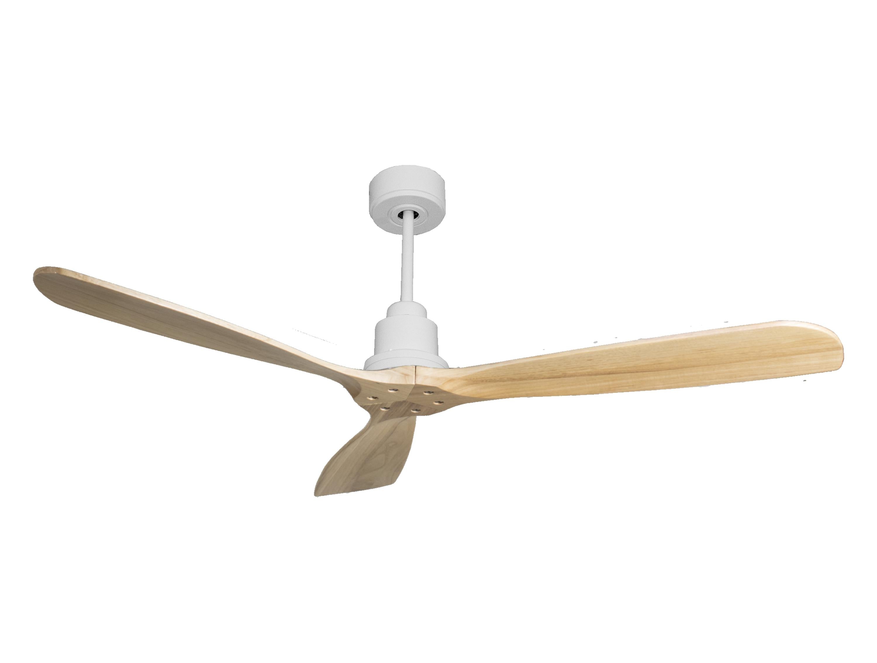 Ventilatore da soffitto Reversibile Termostato Wifi Motore CC Tetti inclinati Telecomando Hypersilence Memoria FullWood