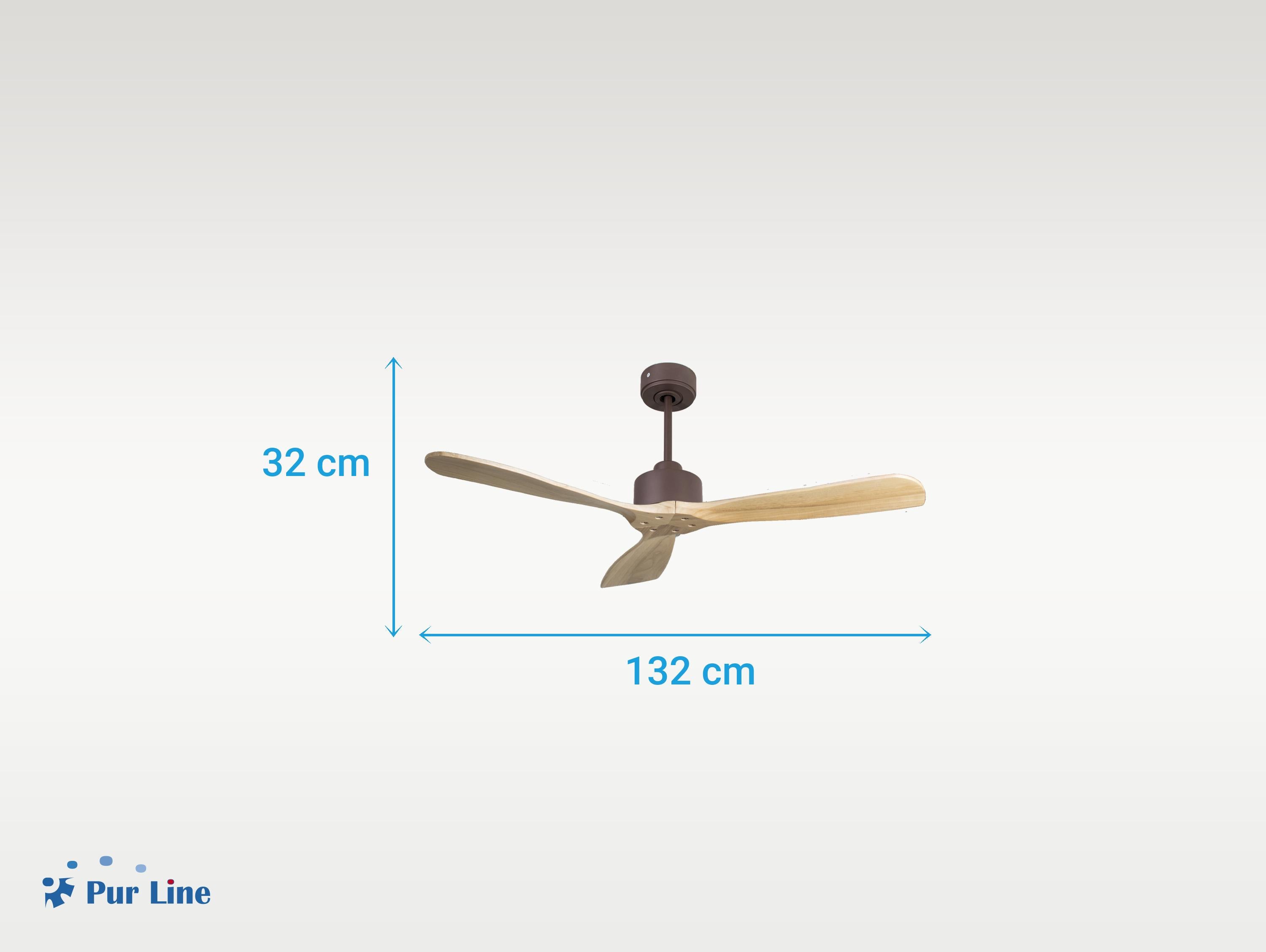 Ventilatore da soffitto Reversibile Termostato Wifi Motore CC Tetti inclinati Telecomando Hypersilence Memoria FullWood