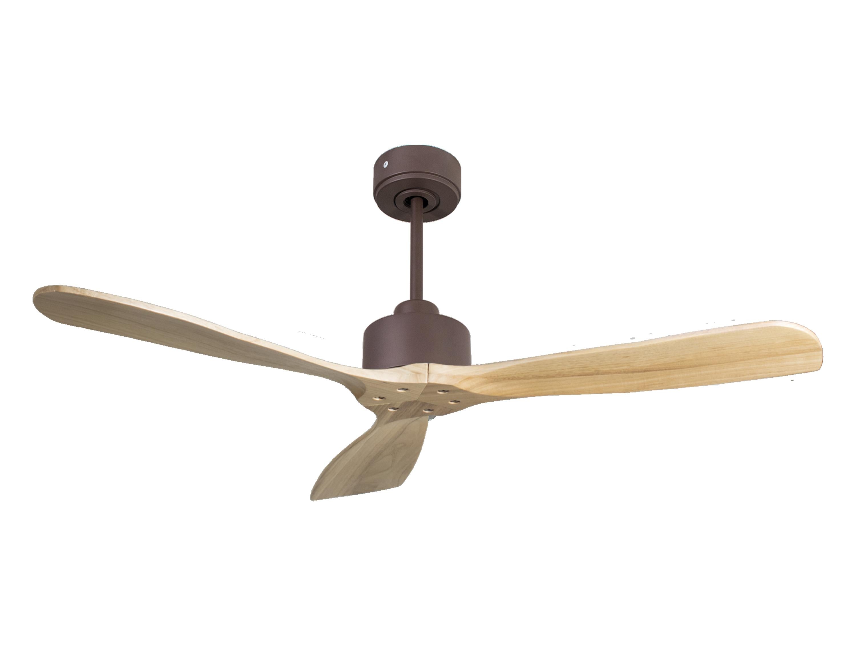 Ventilatore da soffitto Reversibile Termostato Wifi Motore CC Tetti inclinati Telecomando Hypersilence Memoria FullWood