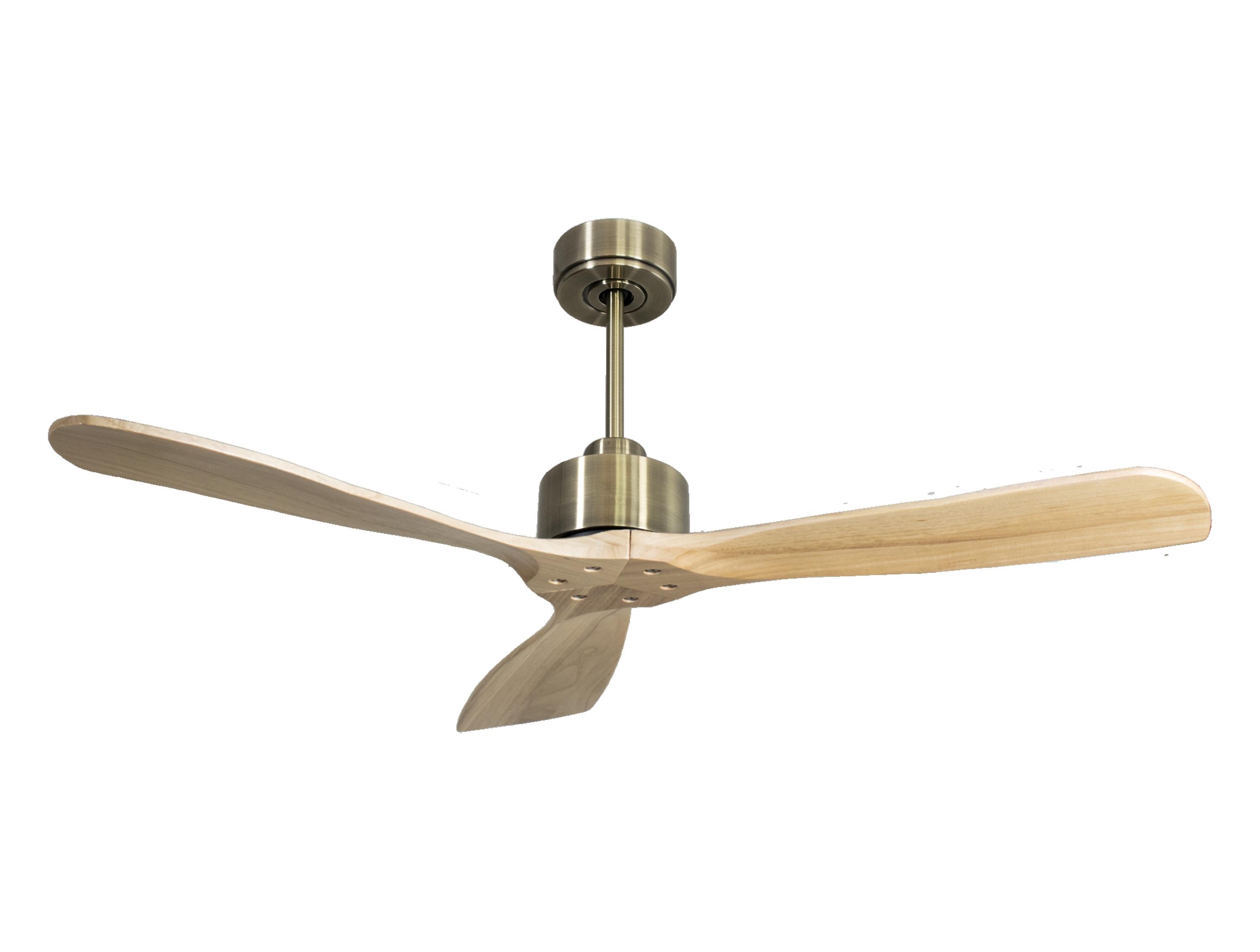 Ventilatore da soffitto Reversibile Termostato Wifi Motore CC Tetti inclinati Telecomando Hypersilence Memoria FullWood