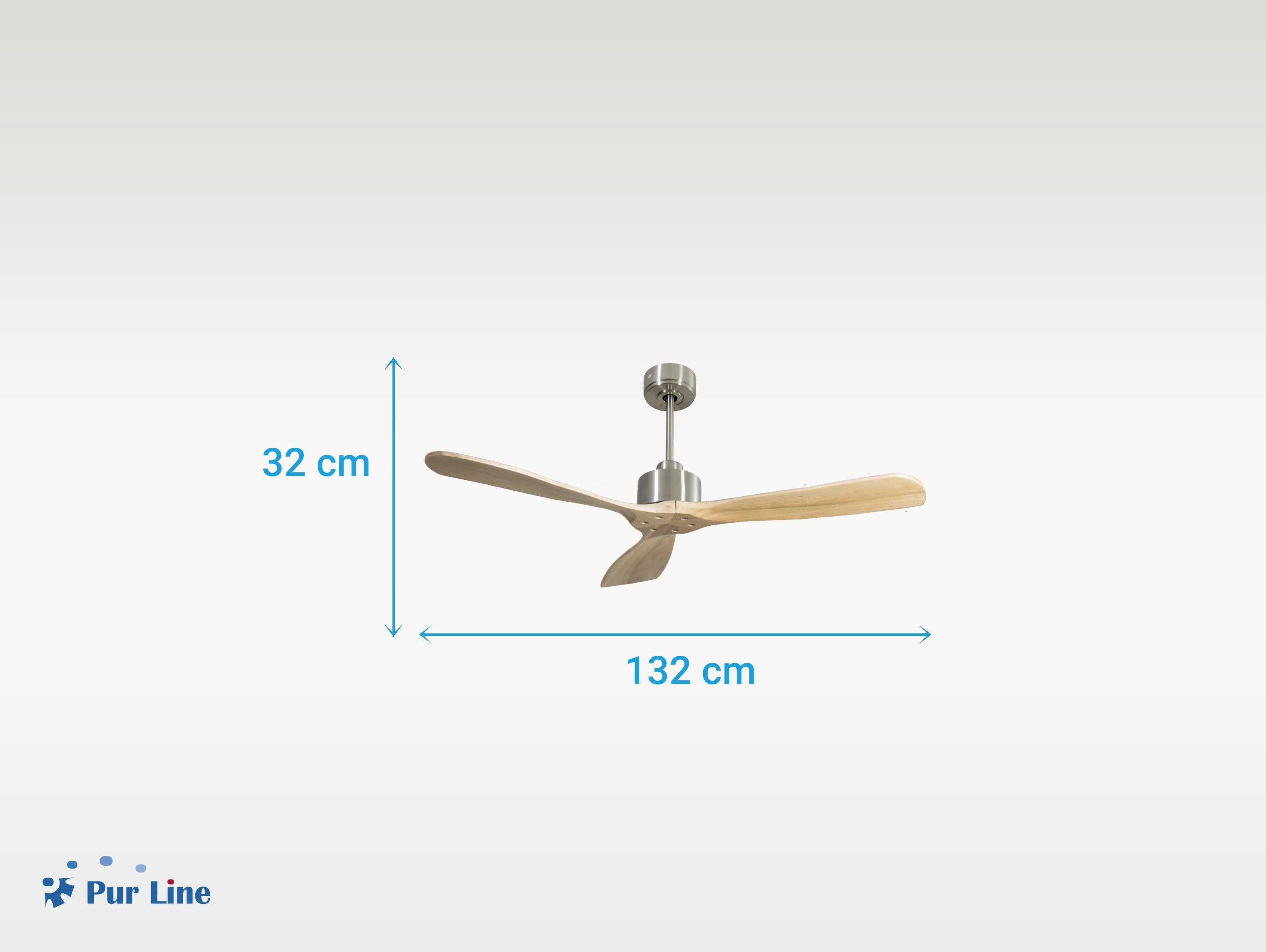 Ventilatore da soffitto Reversibile Termostato Wifi Motore CC Tetti inclinati Telecomando Hypersilence Memoria FullWood