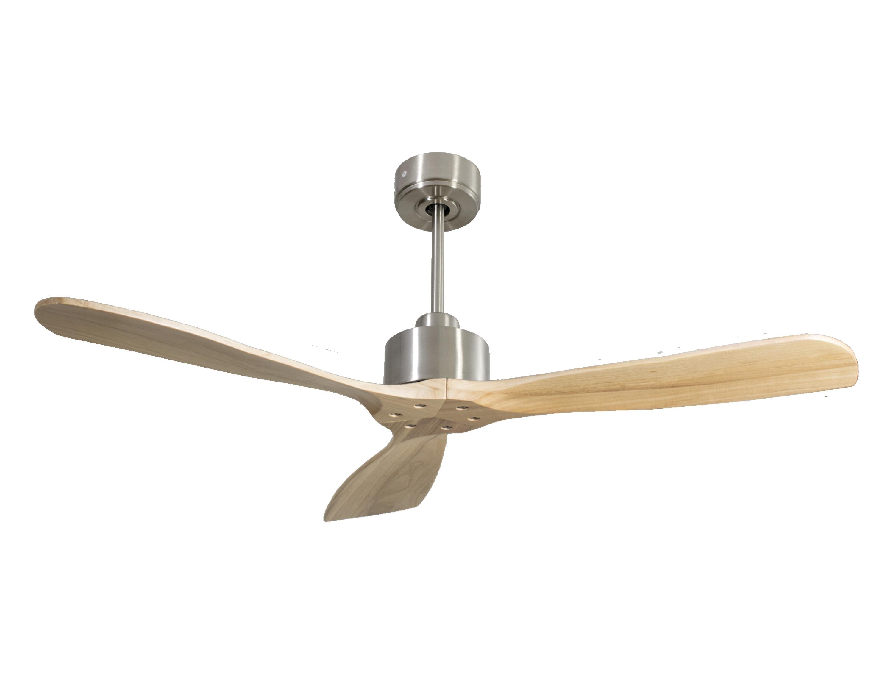 Ventilatore da soffitto Reversibile Termostato Wifi Motore CC Tetti inclinati Telecomando Hypersilence Memoria FullWood